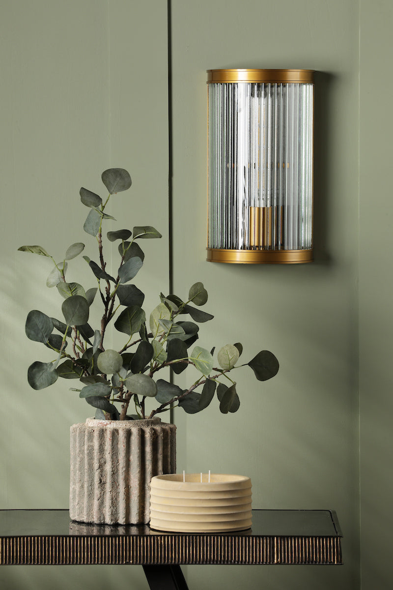 Dar Bianka Wall Light Bronze and Ribbed Glass