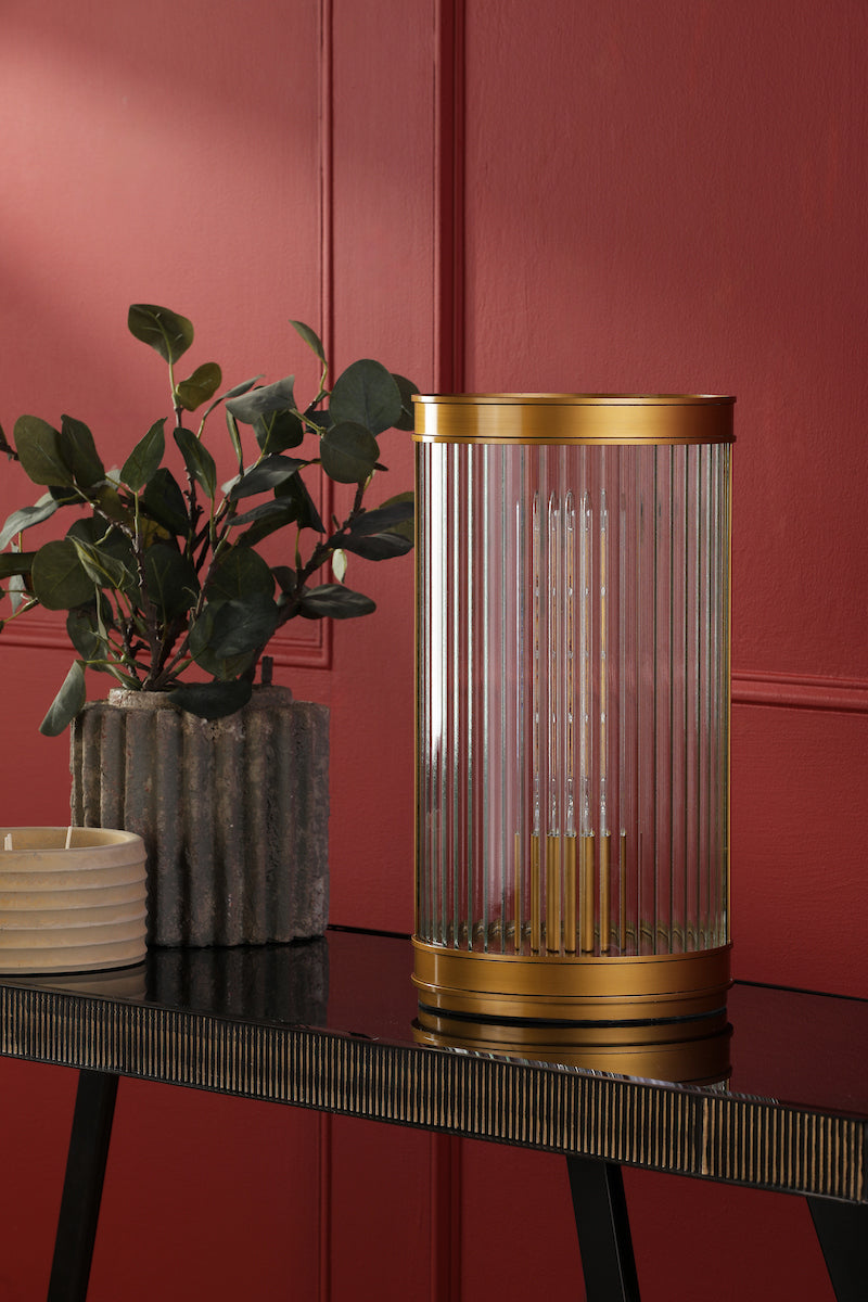 Dar Bianka Table Lamp Bronze and Ribbed Glass