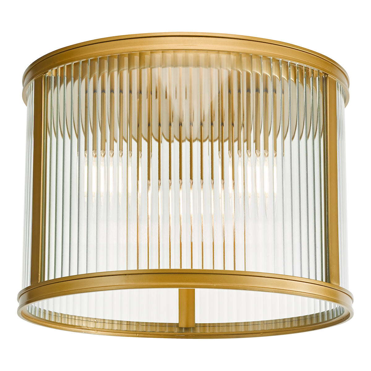 Dar Bianka 3 Light Flush Bronze and Ribbed Glass