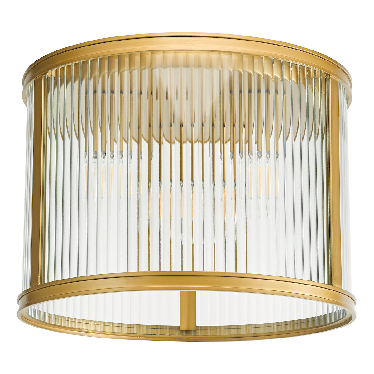 Dar Bianka 3 Light Flush Bronze and Ribbed Glass