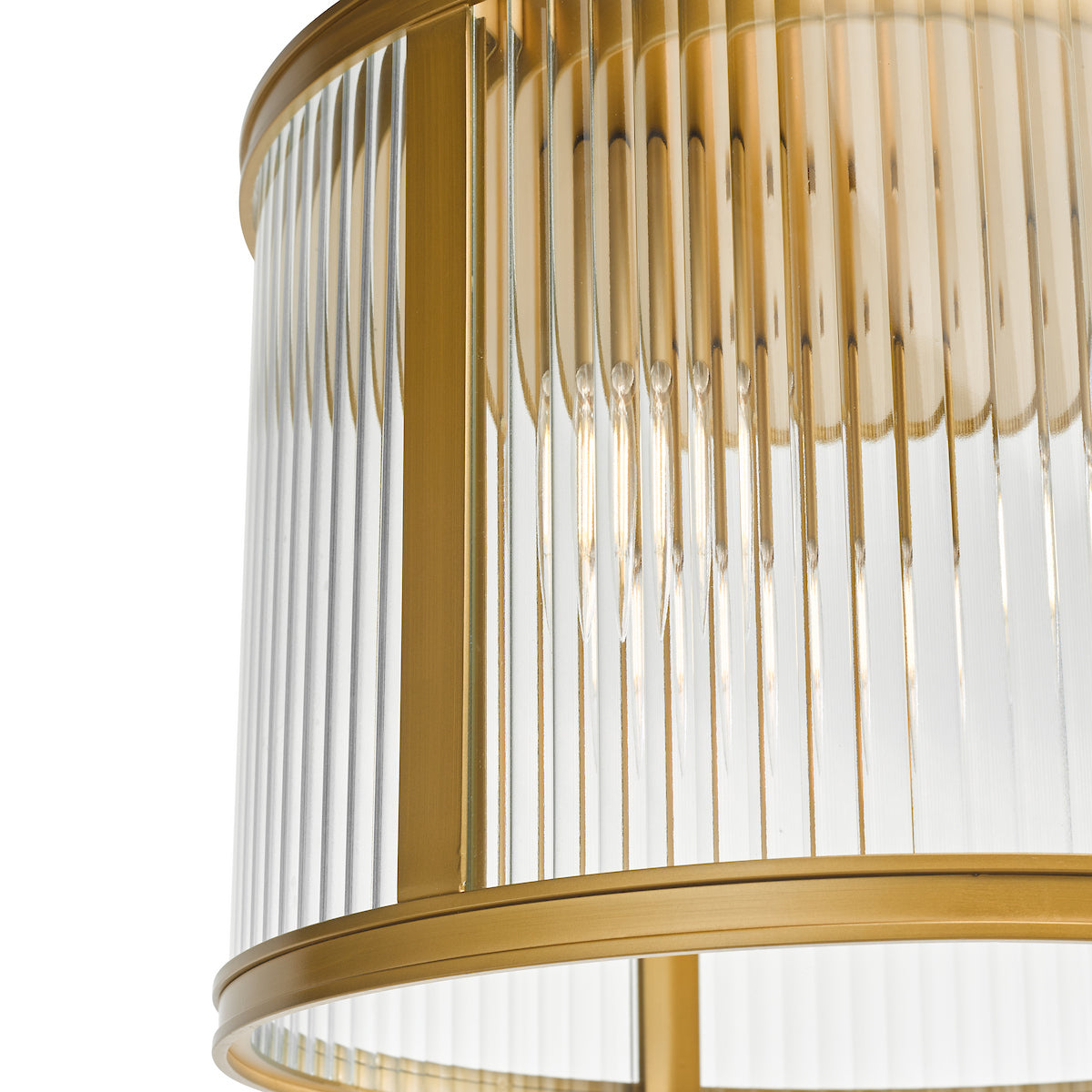 Dar Bianka 3 Light Flush Bronze and Ribbed Glass
