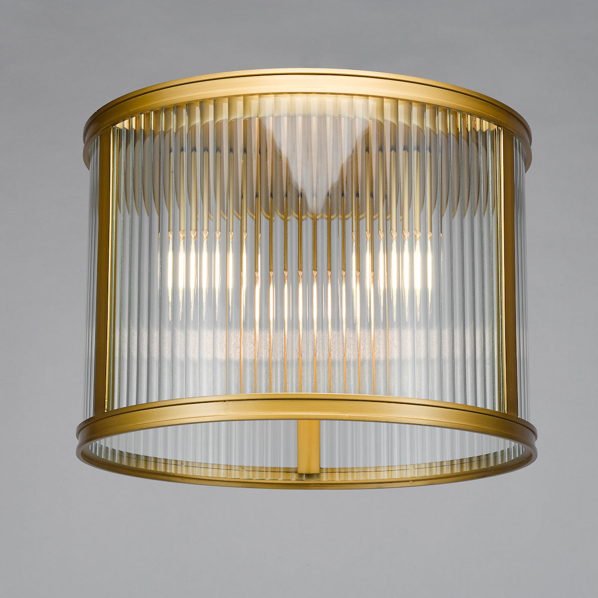 Dar Bianka 3 Light Flush Bronze and Ribbed Glass
