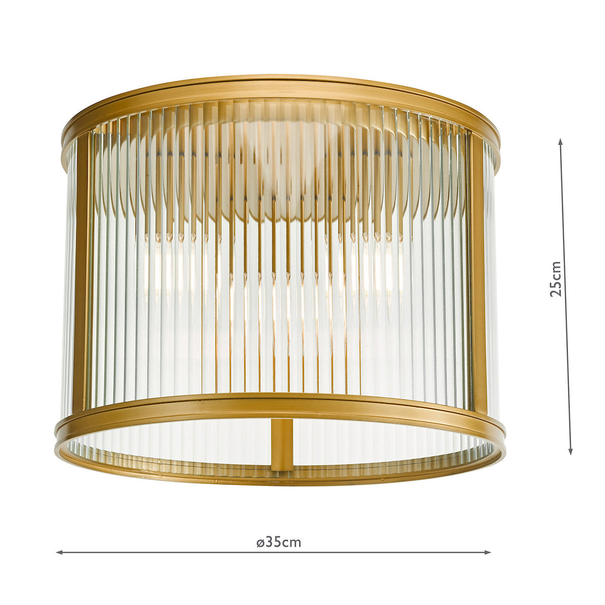 Dar Bianka 3 Light Flush Bronze and Ribbed Glass