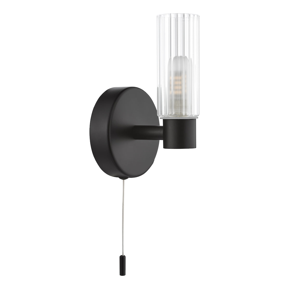 Dar Bolton Bathroom Wall Light Matt Black IP44