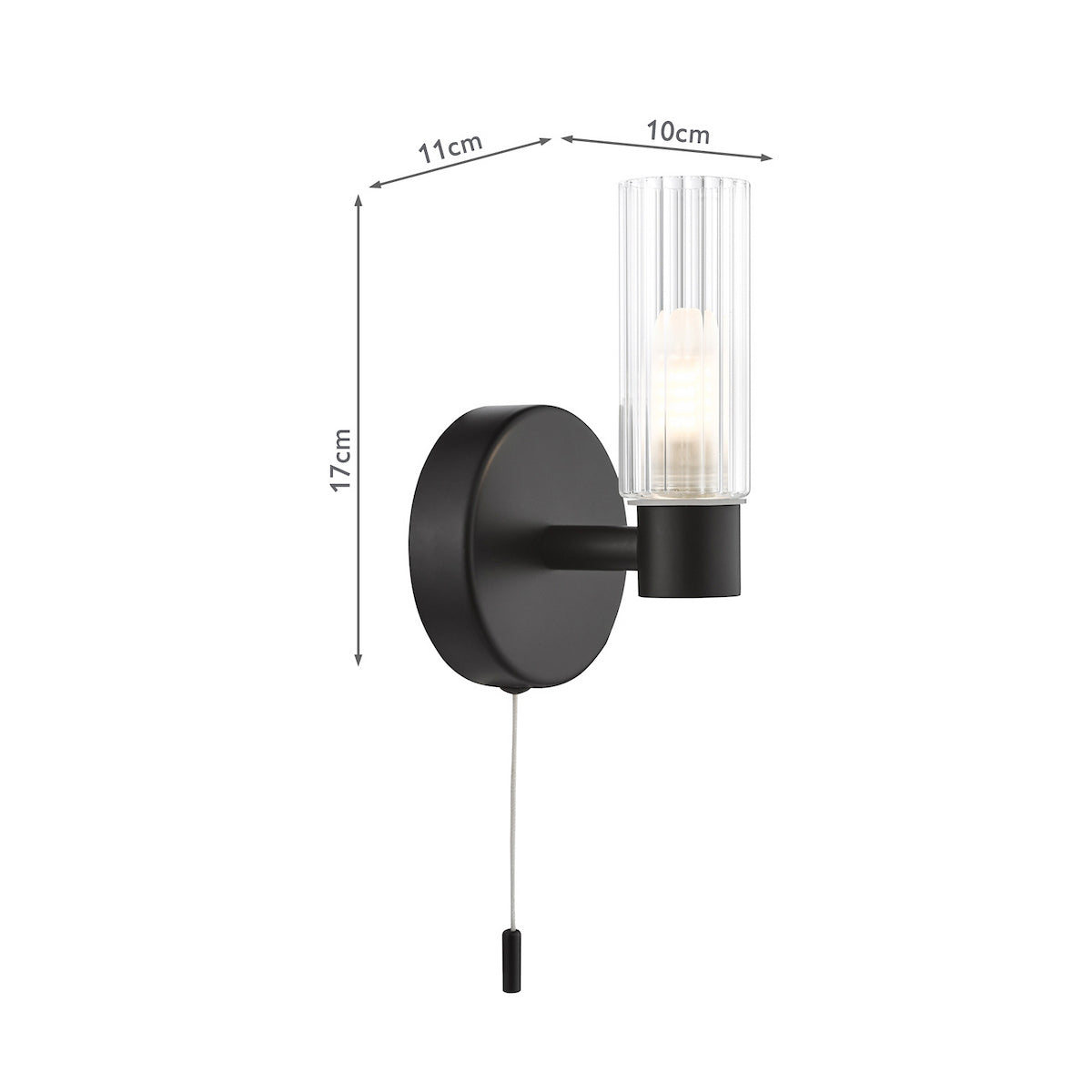Dar Bolton Bathroom Wall Light Matt Black IP44