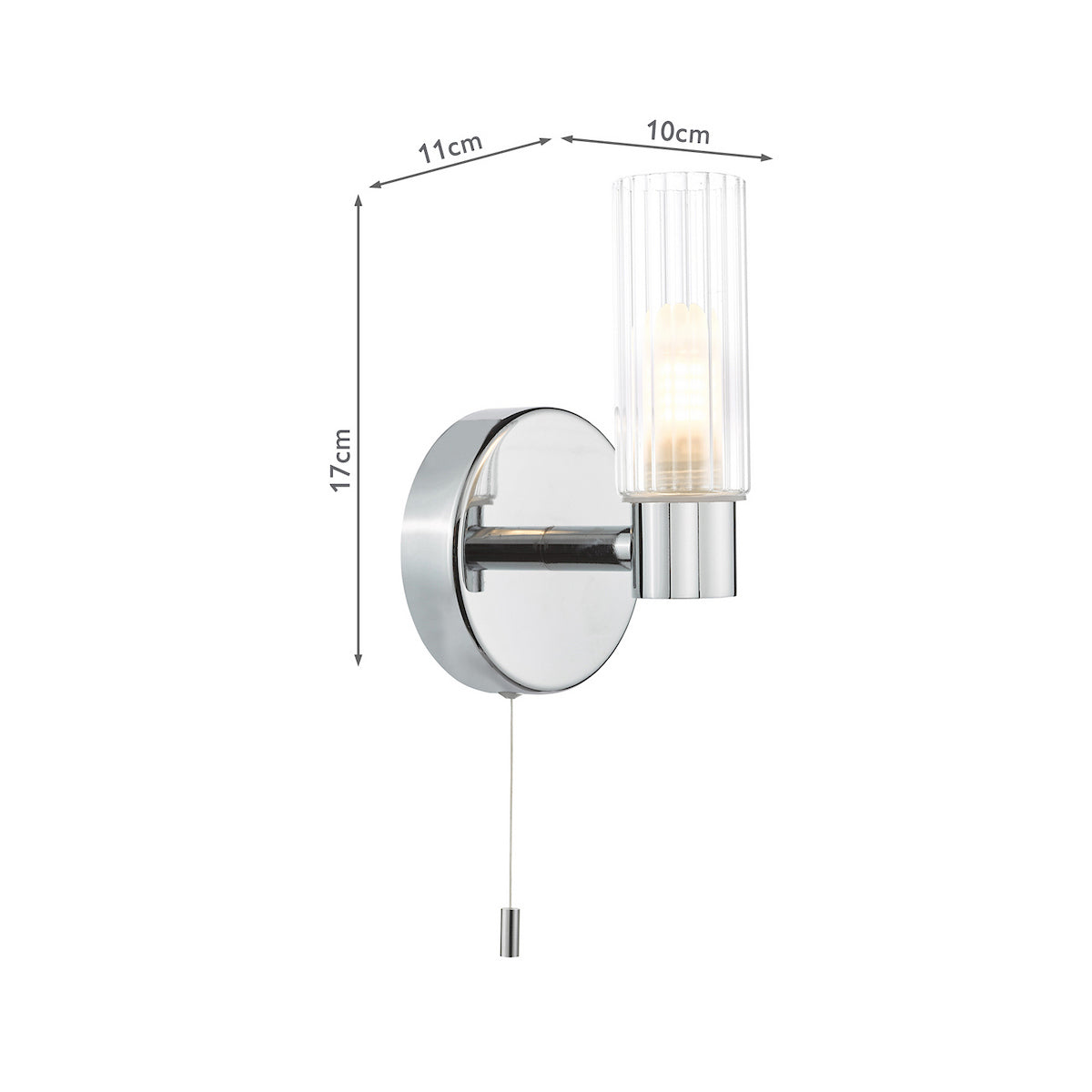 Dar Bolton Bathroom Wall Light Polished Chrome IP44