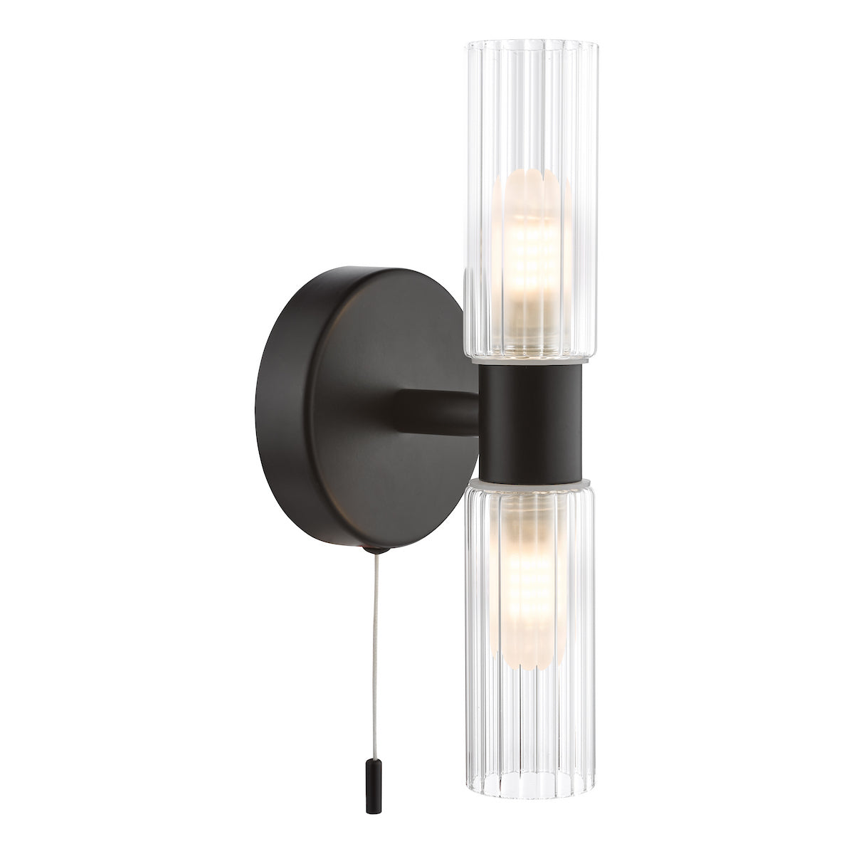 Dar Bolton 2 Light Bathroom Wall Light Matt Black IP44