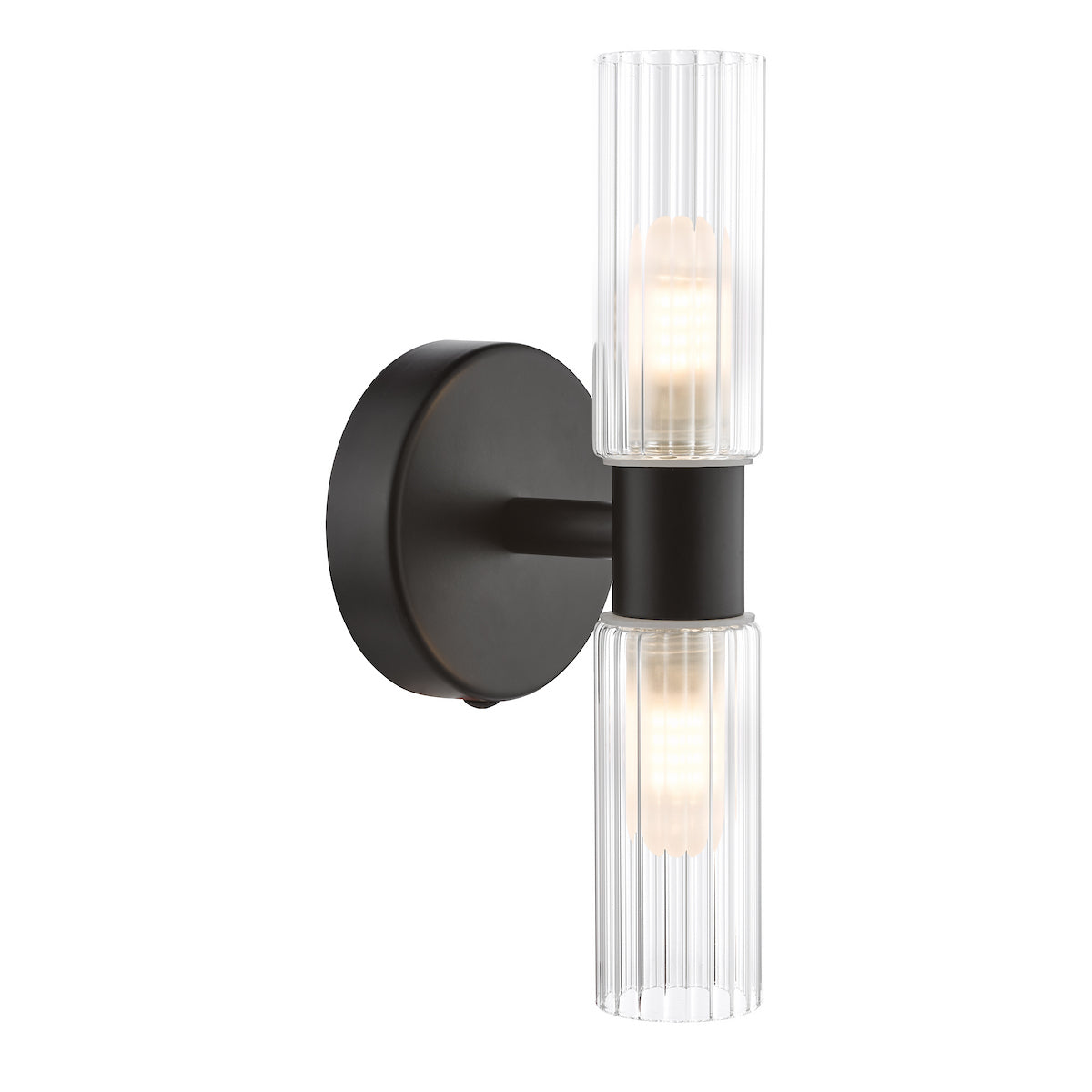 Dar Bolton 2 Light Bathroom Wall Light Matt Black IP44