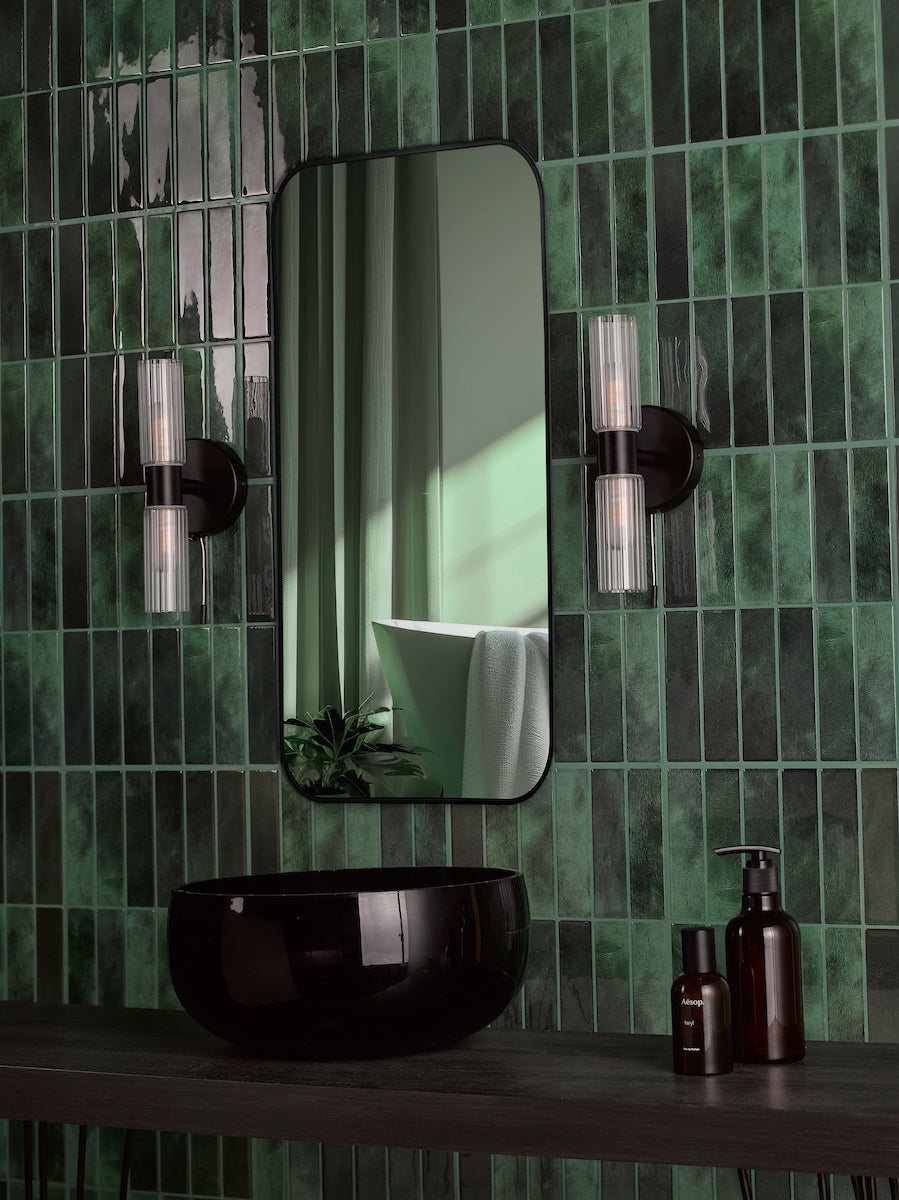 Dar Bolton 2 Light Bathroom Wall Light Matt Black IP44