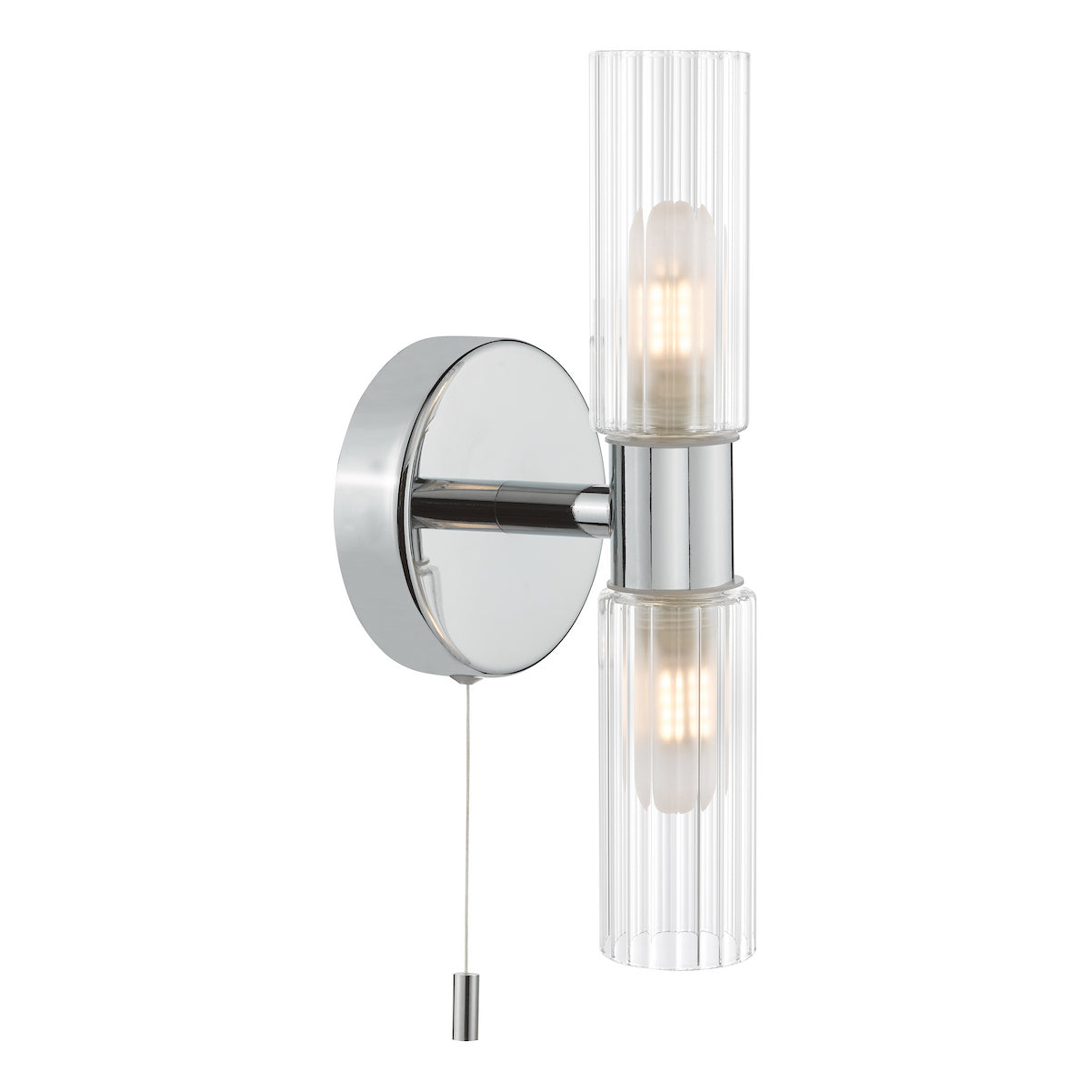 Dar Bolton 2 Light Bathroom Wall Light Polished Chrome IP44