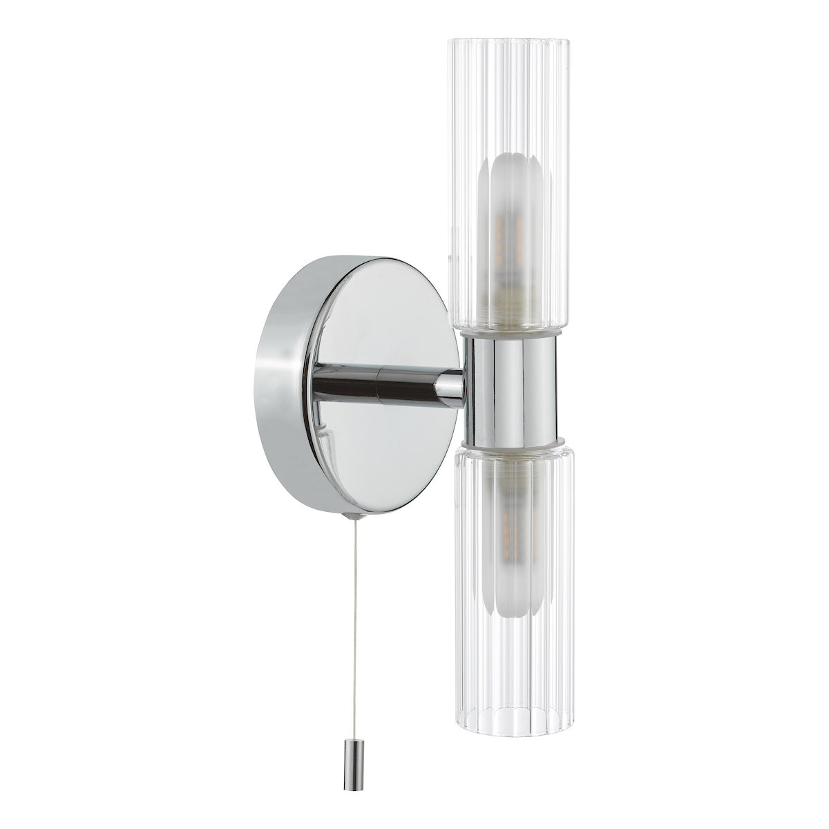 Dar Bolton 2 Light Bathroom Wall Light Polished Chrome IP44