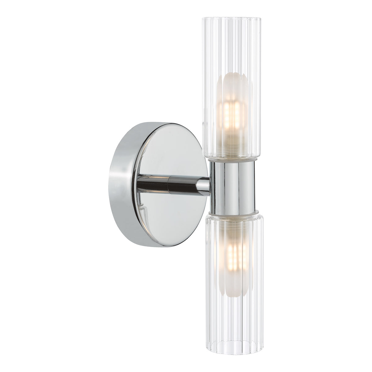 Dar Bolton 2 Light Bathroom Wall Light Polished Chrome IP44