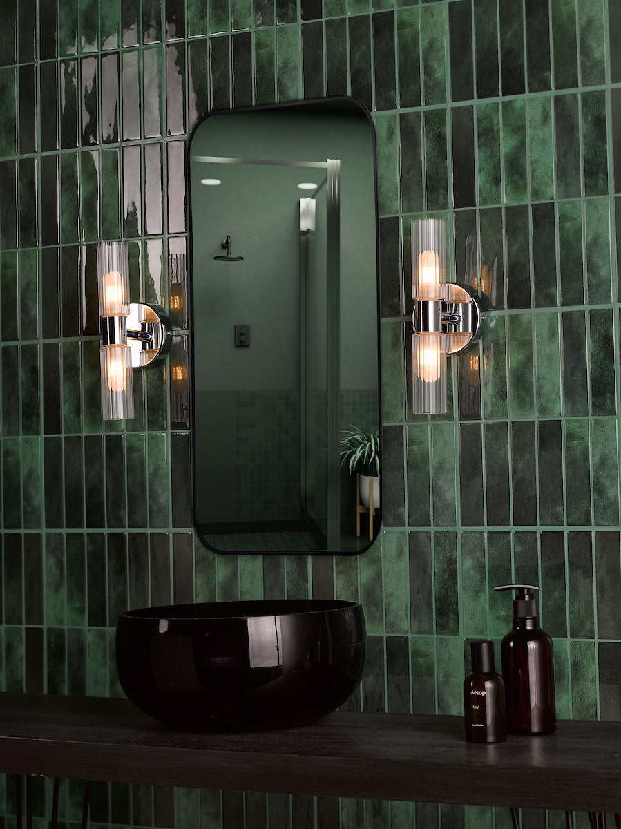 Dar Bolton 2 Light Bathroom Wall Light Polished Chrome IP44