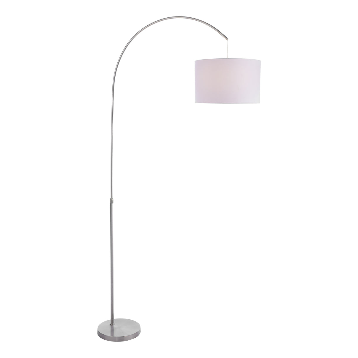 Dar Bow Floor Lamp Satin Nickel with White Shade