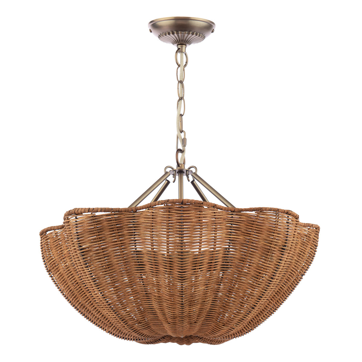 Joules Braywick 3 Light Pendant Satin Bronze and Rattan shade