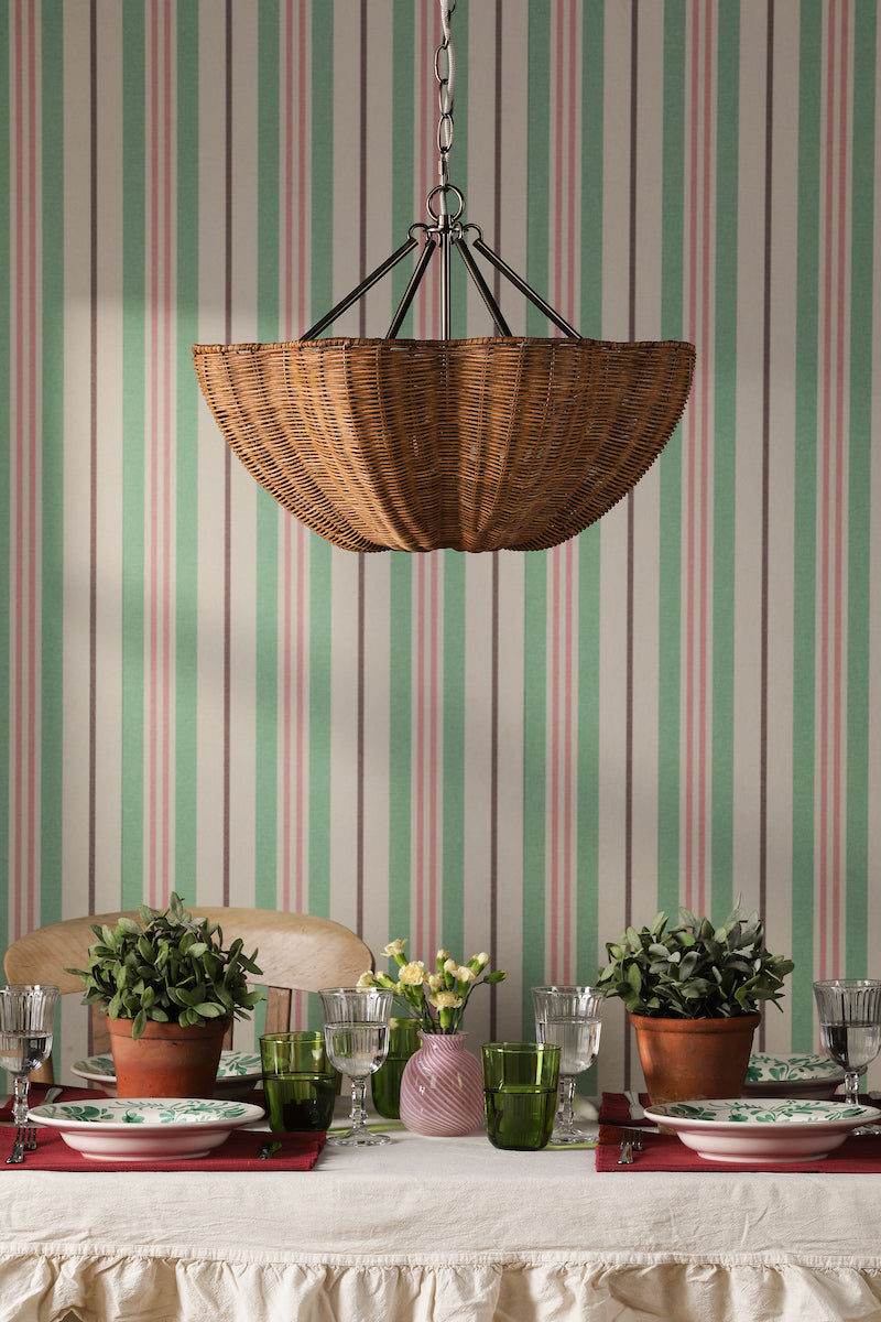Joules Braywick 3 Light Pendant Satin Bronze and Rattan shade
