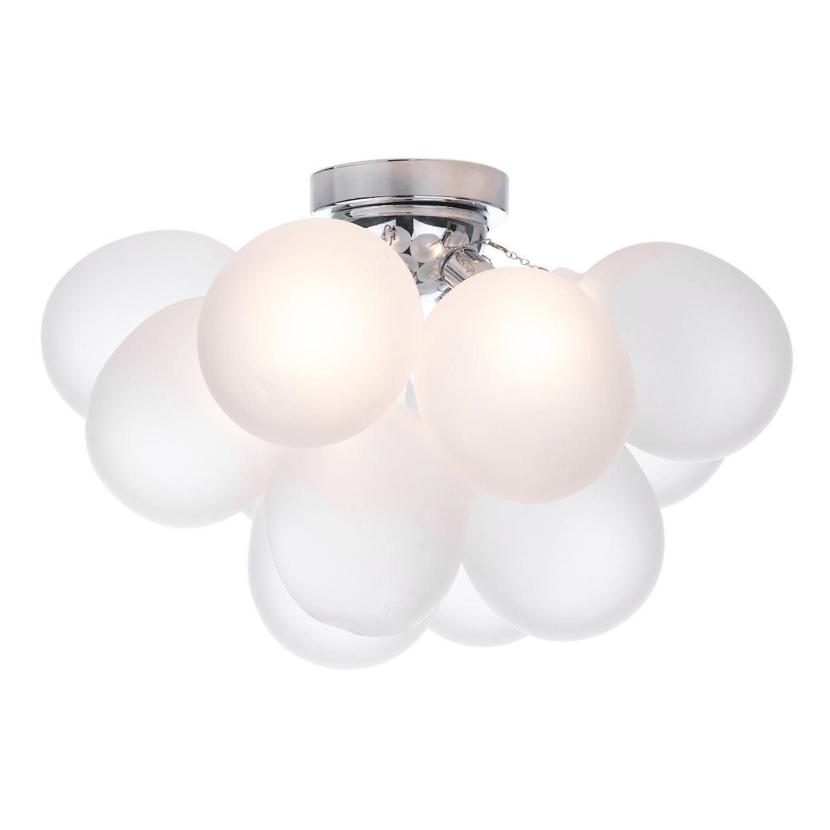 Dar Bubbles 4 Light Flush Polished Chrome Frosted Glass