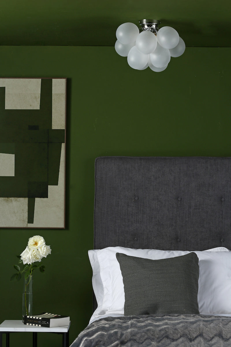 Dar Bubbles 4 Light Flush Polished Chrome Frosted Glass