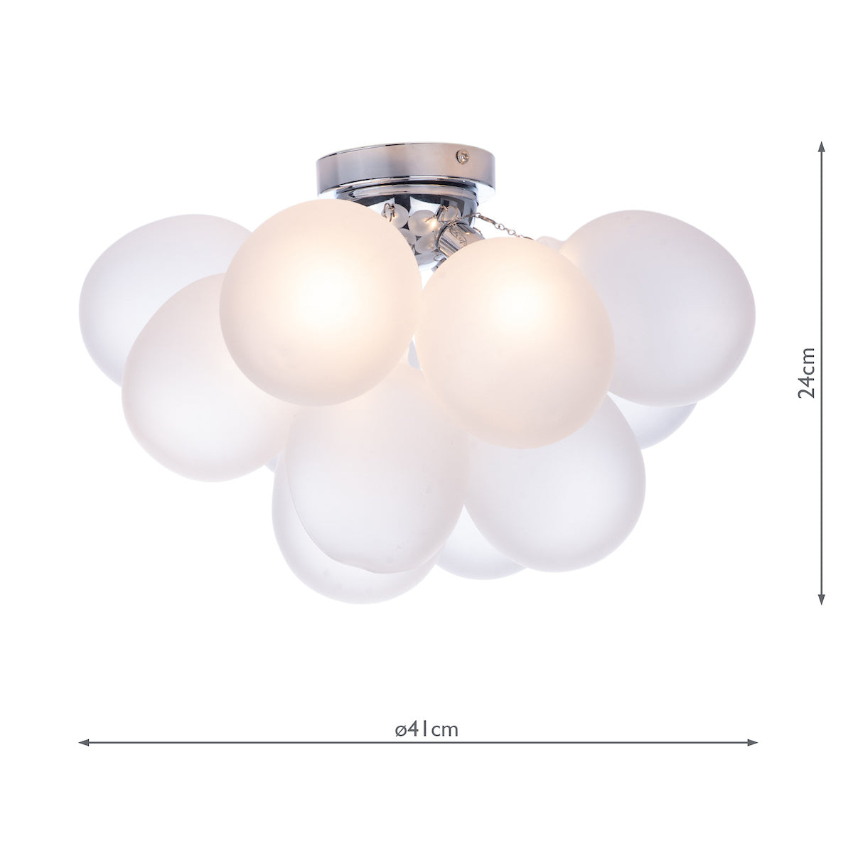 Dar Bubbles 4 Light Flush Polished Chrome Frosted Glass