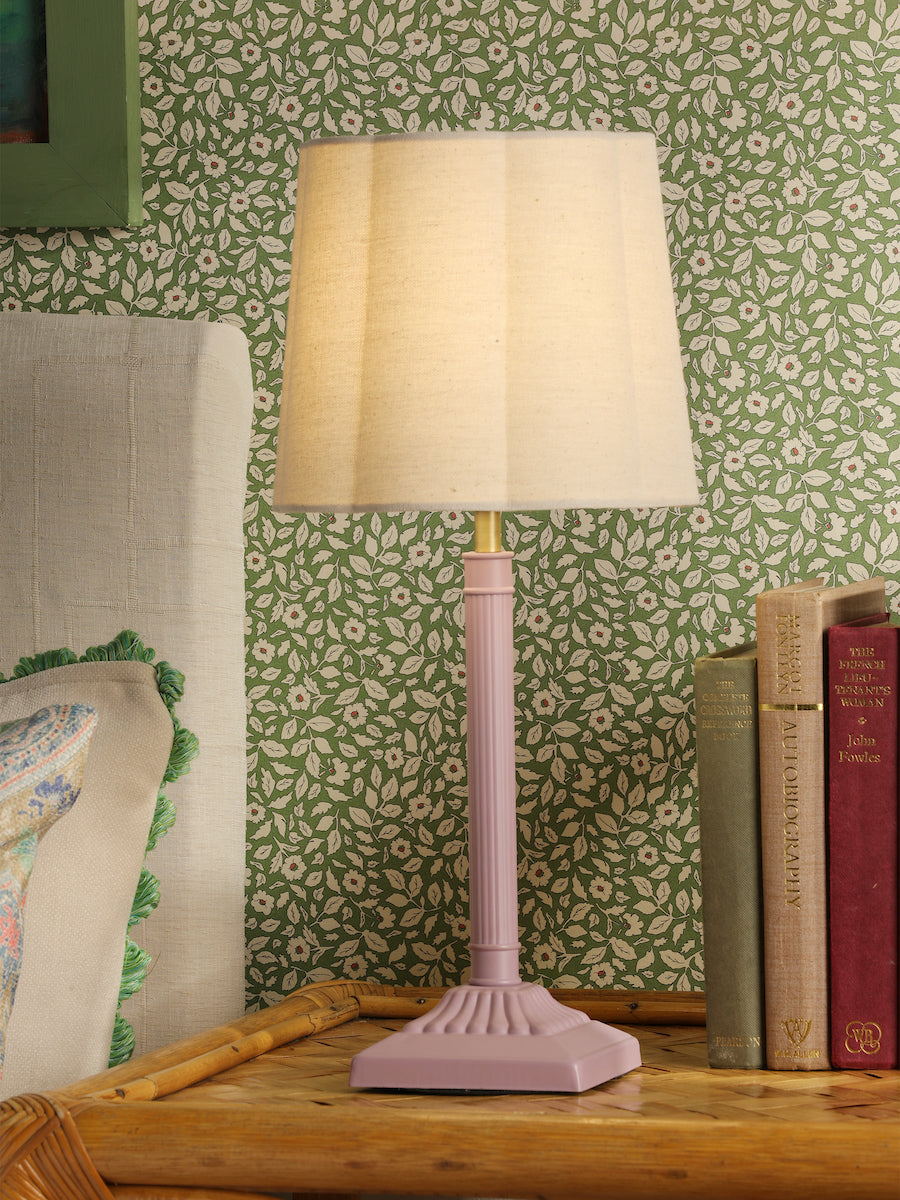 Joules Buscot Table Lamp Matt Pink and Matt With Linen Shade