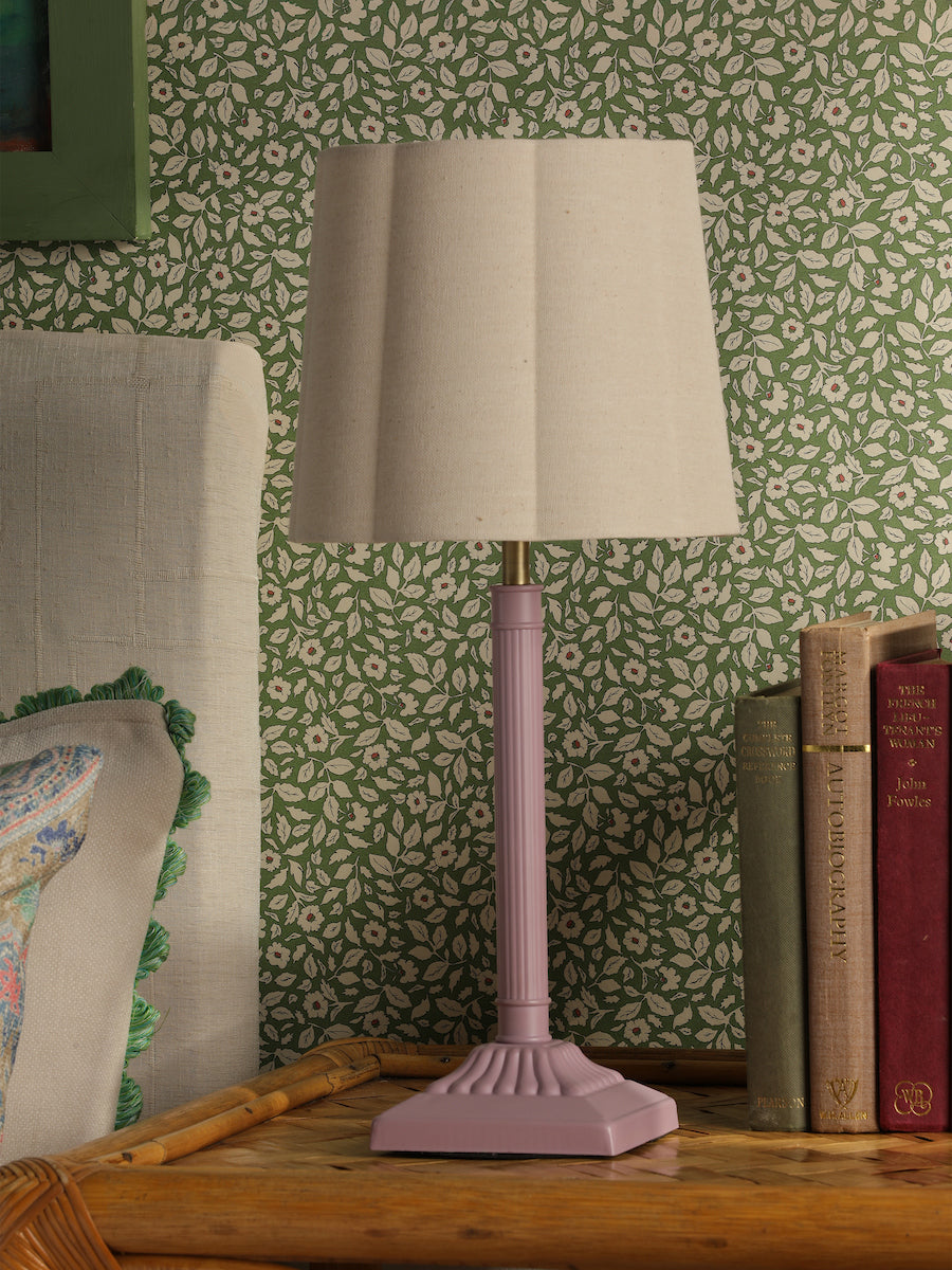 Joules Buscot Table Lamp Matt Pink and Matt With Linen Shade