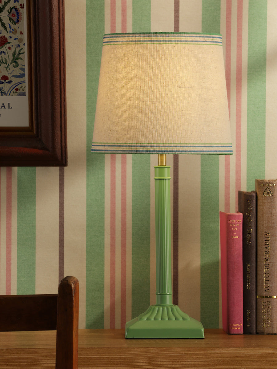 Joules Buscot Table Lamp Matt Green and With Linen Shade
