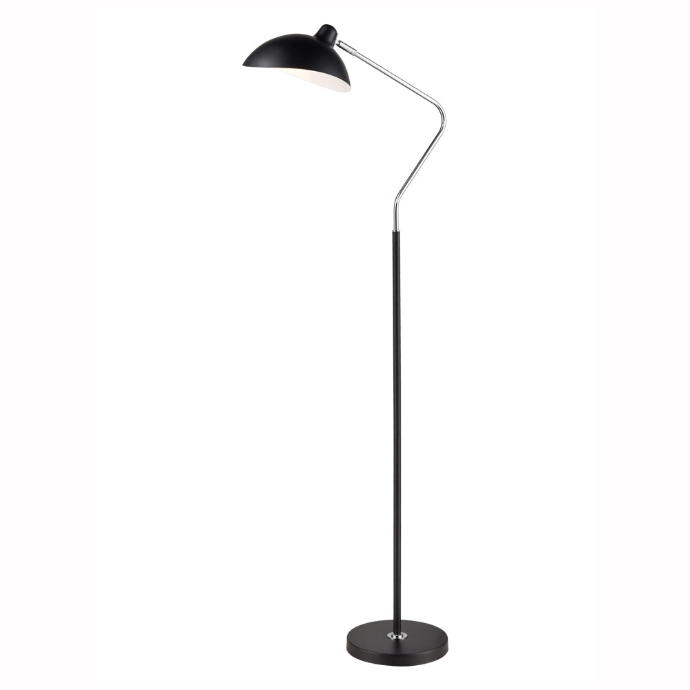 Brick Lane Ledbury Reading Floor Lamp Black and Chrome – from Amos Lighting + Home