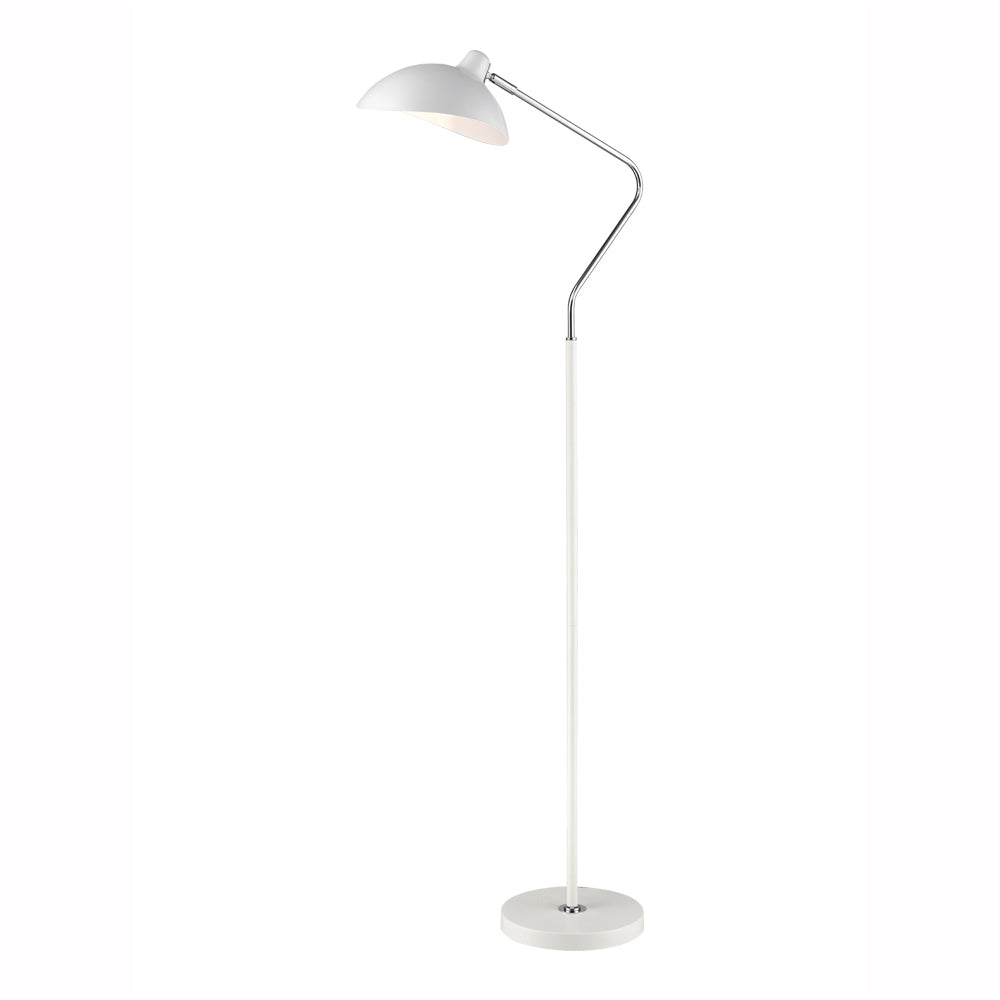 Brick Lane Ledbury Reading Floor Lamp White and Chrome – from Amos Lighting + Home