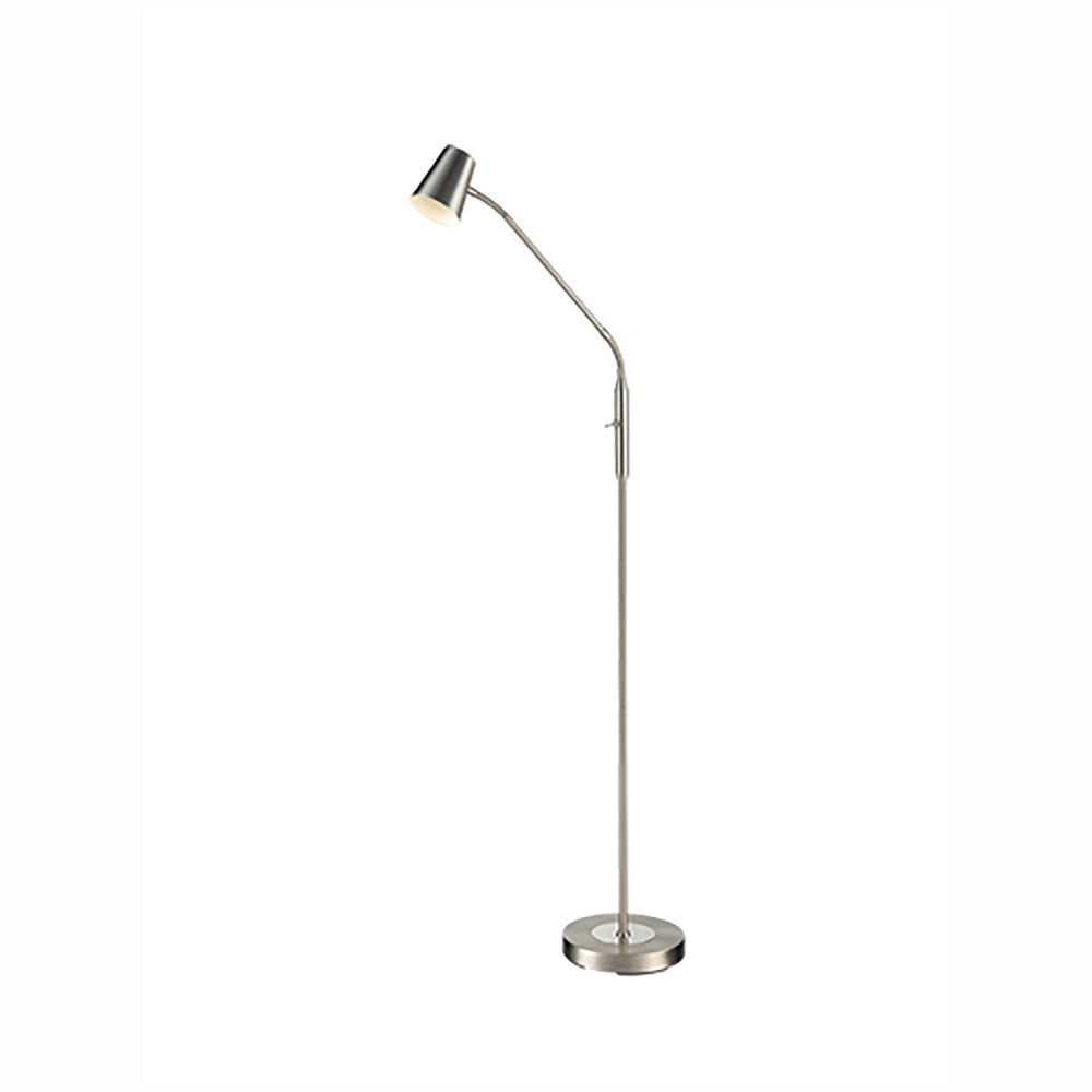 Brick Lane Montem Reading Floor Lamp Satin Nickel – from Amos Lighting + Home