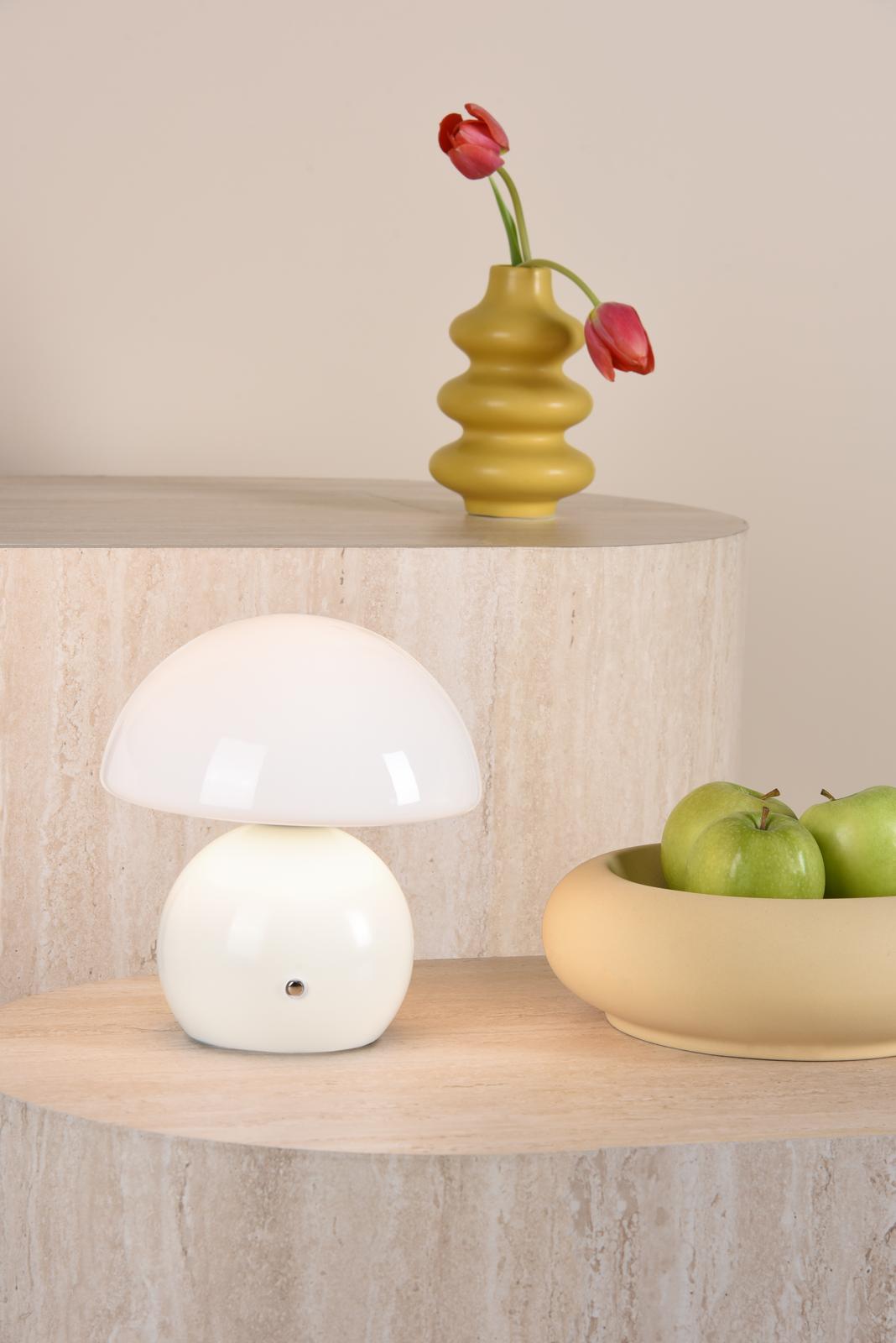 Dar Caesar Rechargeable Table Lamp White and Opal Glass LED