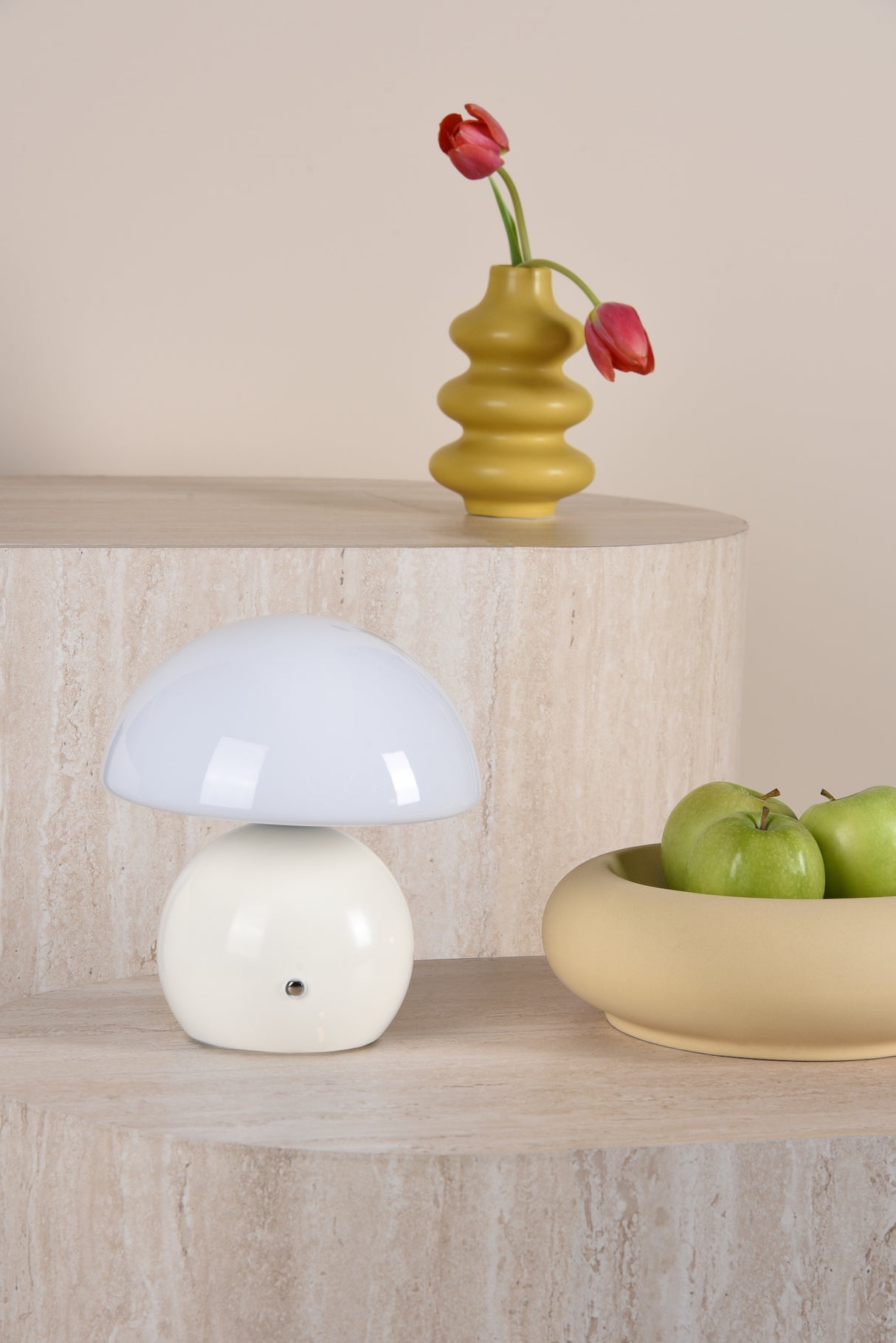 Dar Caesar Rechargeable Table Lamp White and Opal Glass LED