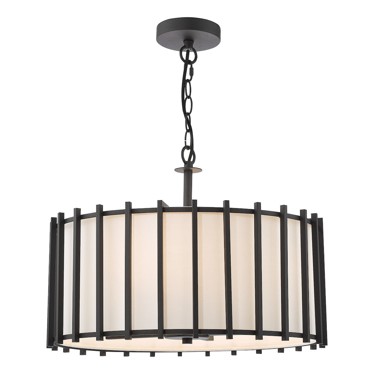 Dar Cagliari 4 Light Armed Pendant Matt Black and Ivory