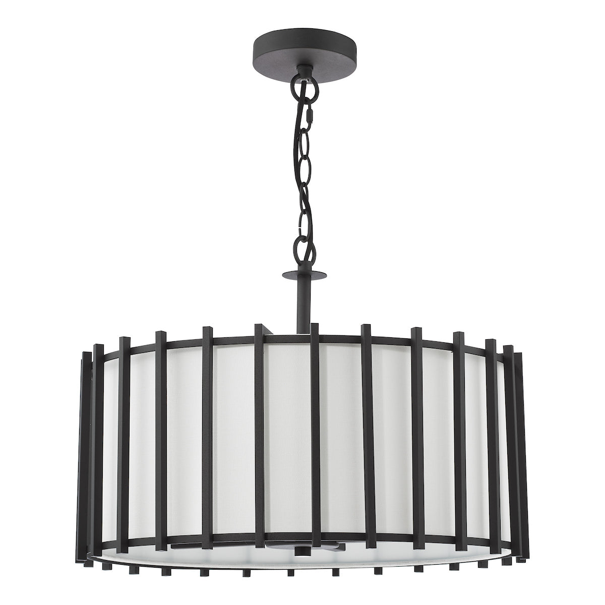 Dar Cagliari 4 Light Armed Pendant Matt Black and Ivory