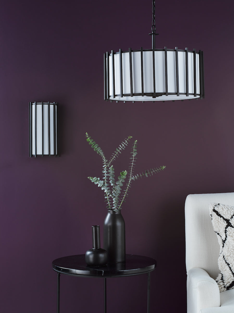 Dar Cagliari Wall Light Matt Black With Ivory Shade