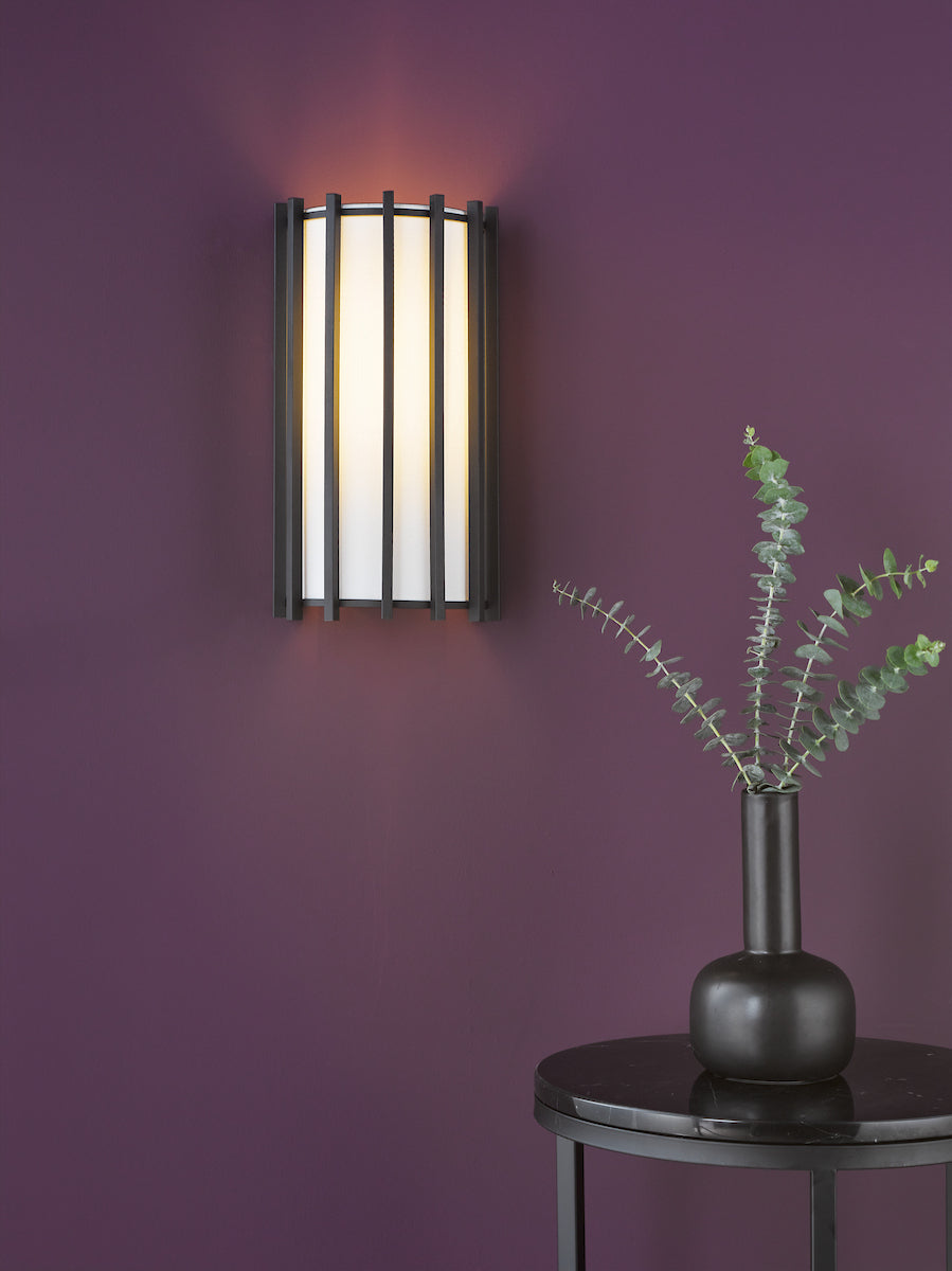 Dar Cagliari Wall Light Matt Black With Ivory Shade