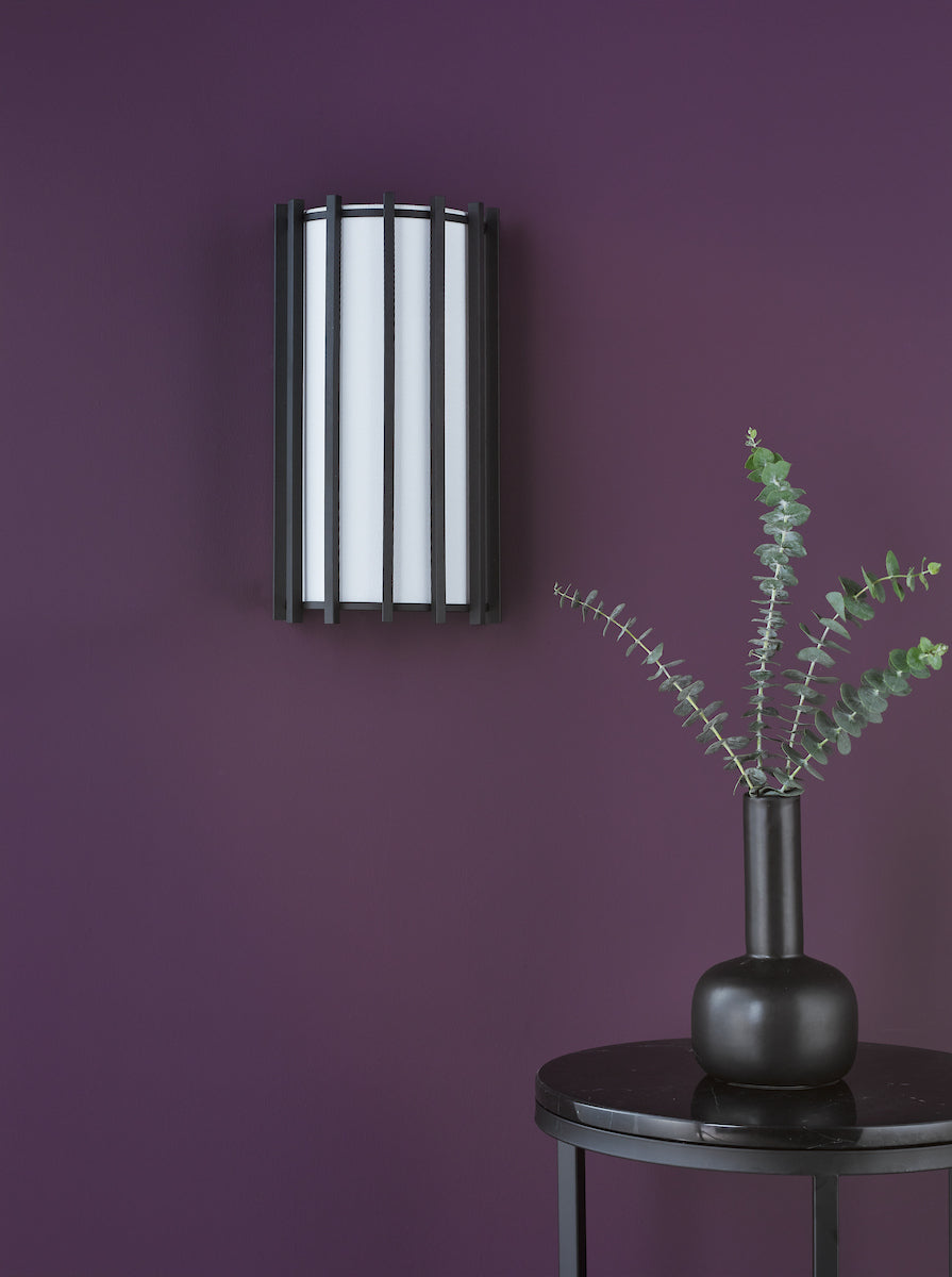 Dar Cagliari Wall Light Matt Black With Ivory Shade