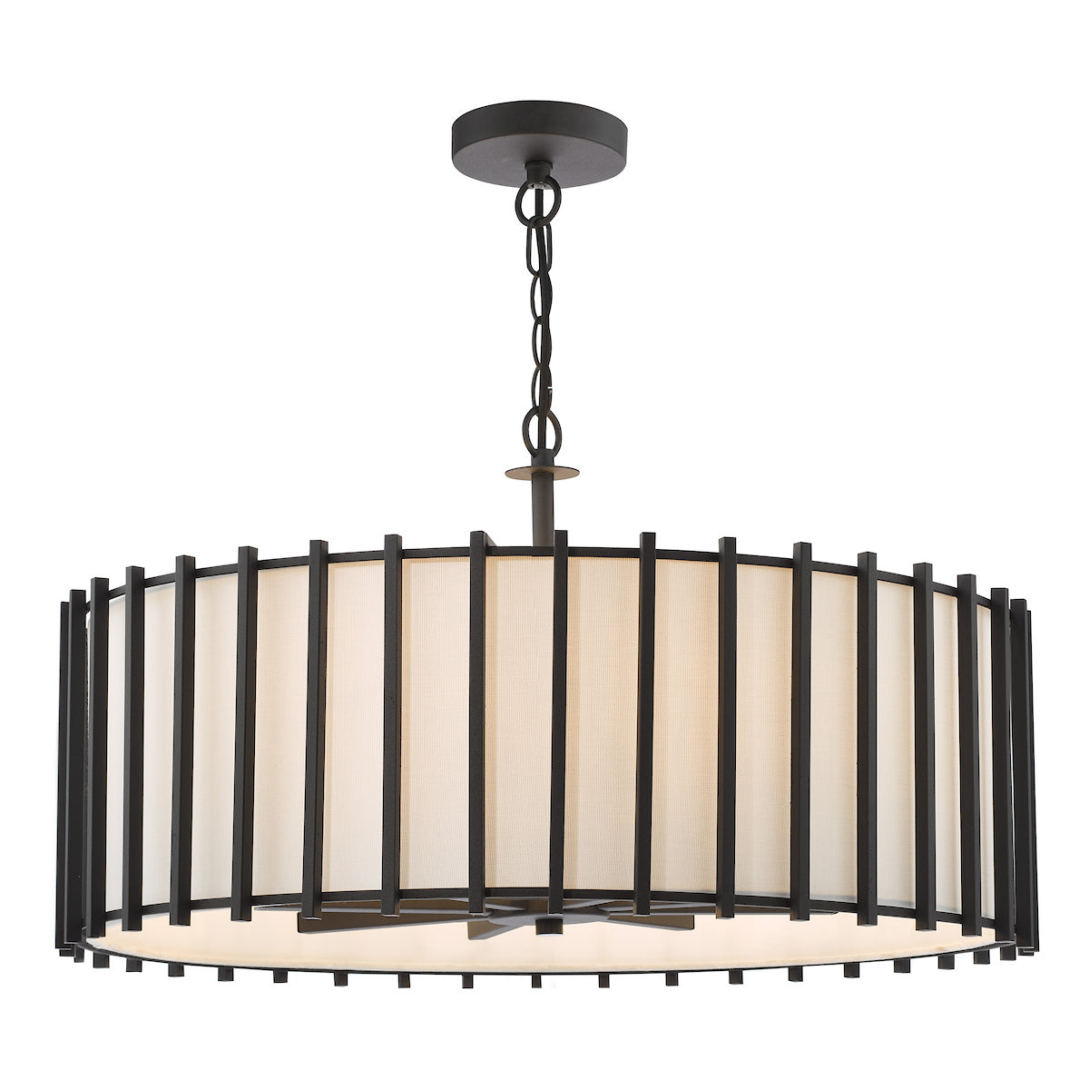 Dar Cagliari 8 Light Armed Pendant Matt Black and Ivory