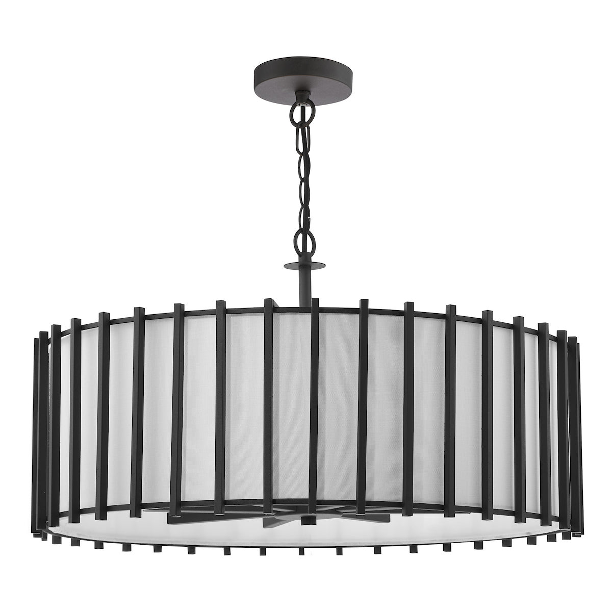 Dar Cagliari 8 Light Armed Pendant Matt Black and Ivory