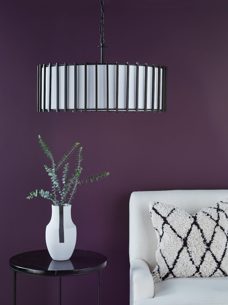 Dar Cagliari 8 Light Armed Pendant Matt Black and Ivory