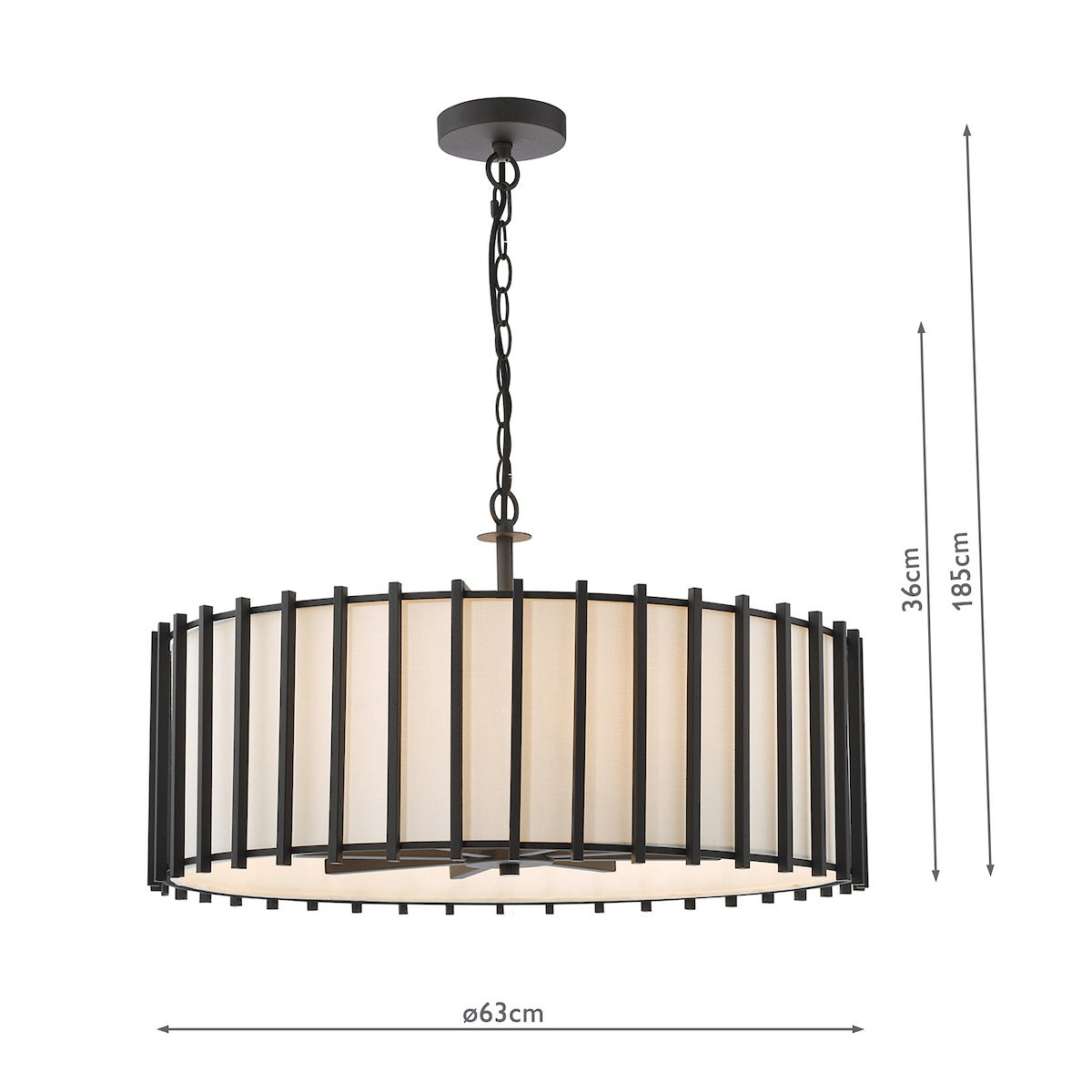 Dar Cagliari 8 Light Armed Pendant Matt Black and Ivory