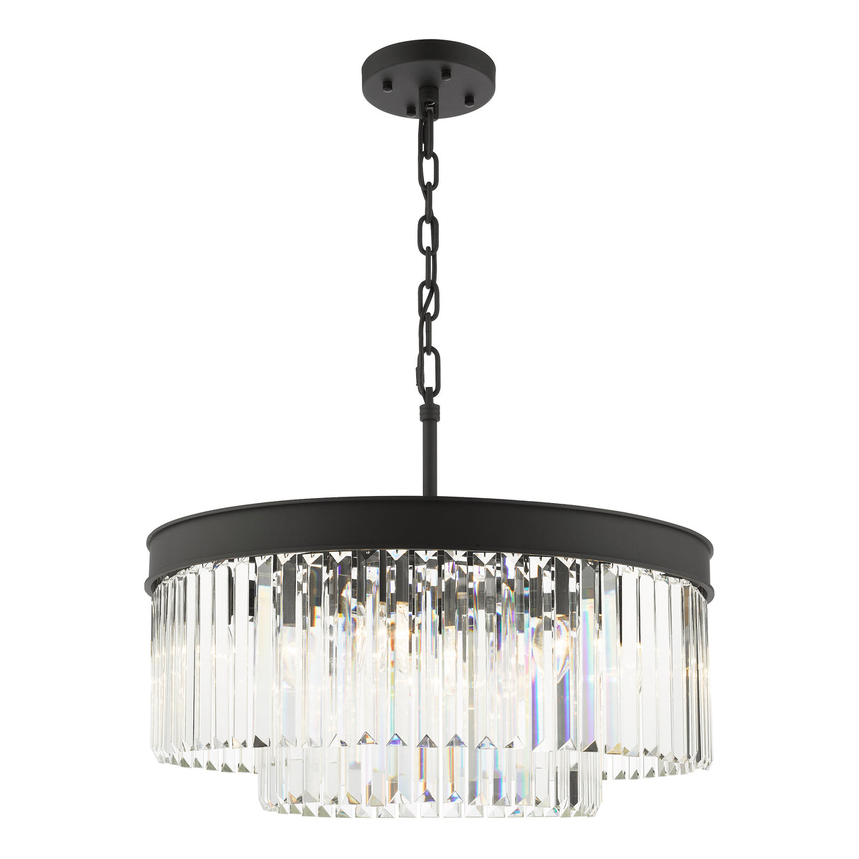 Dar Celeus 6 Light Pendant Chandelier Anthracite & Crystal