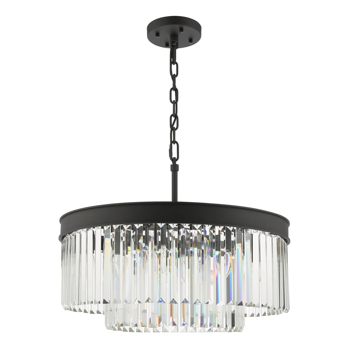 Dar Celeus 6 Light Pendant Chandelier Anthracite & Crystal