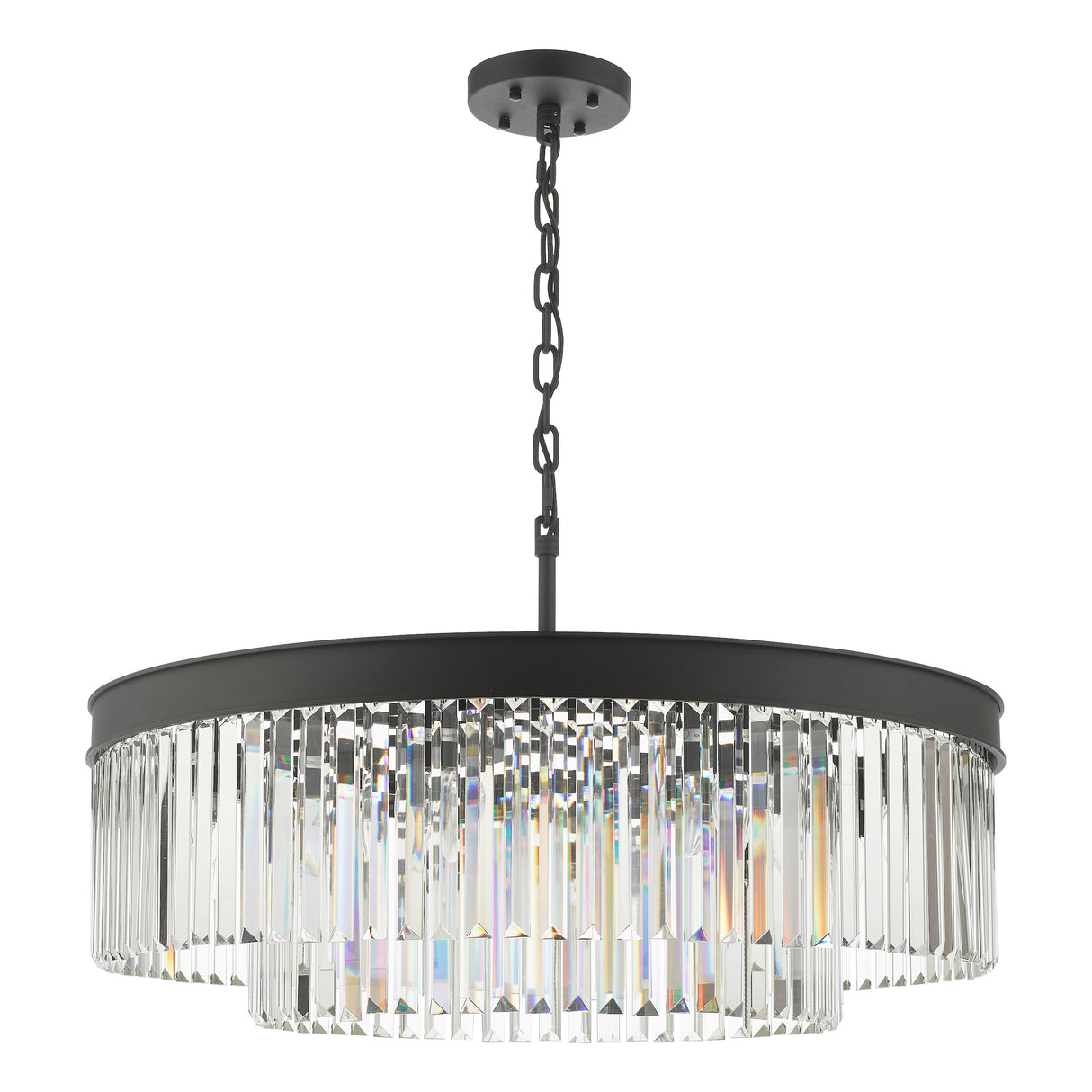 Dar Celeus 8 Light Pendant Chandelier Anthracite & Crystal