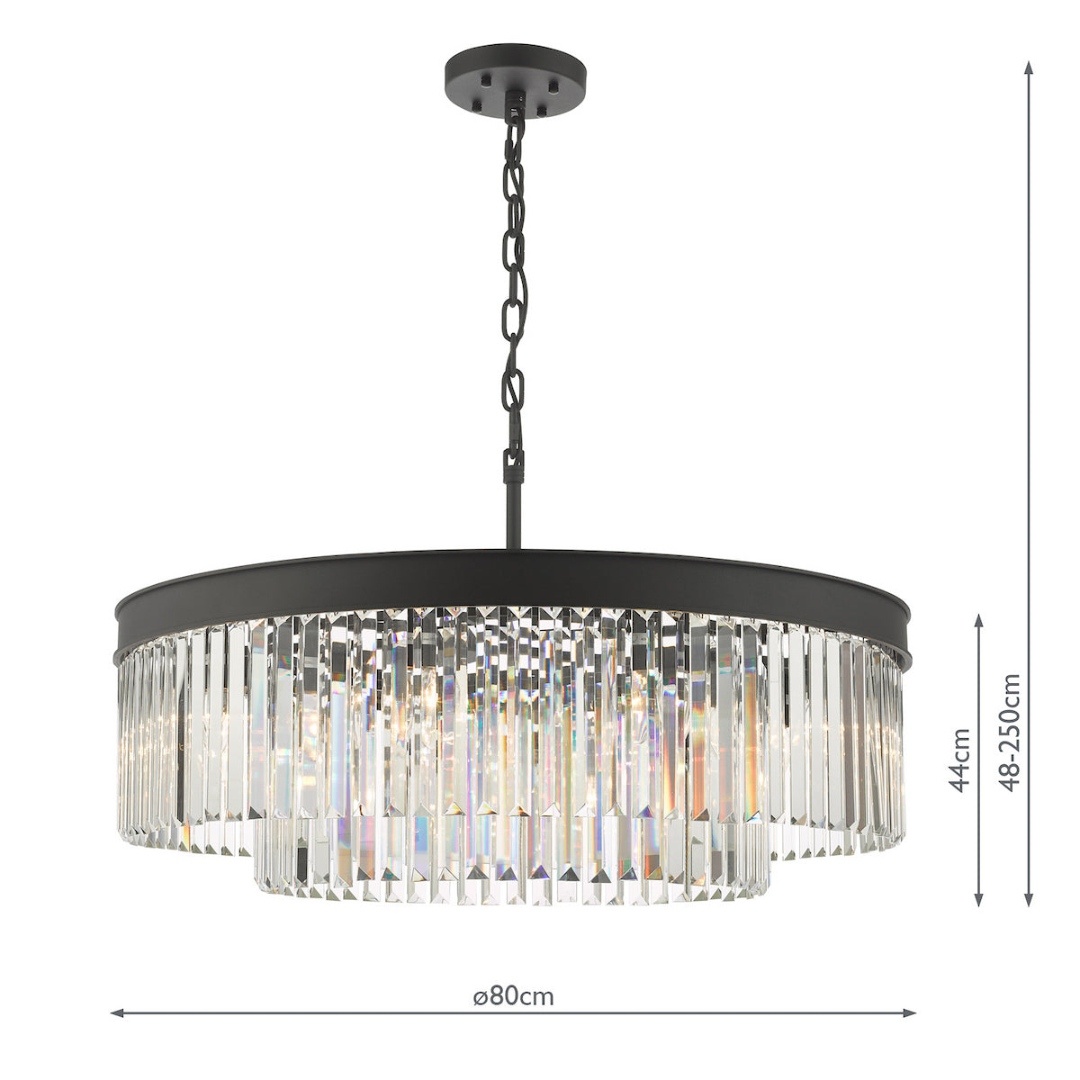 Dar Celeus 8 Light Pendant Chandelier Anthracite & Crystal