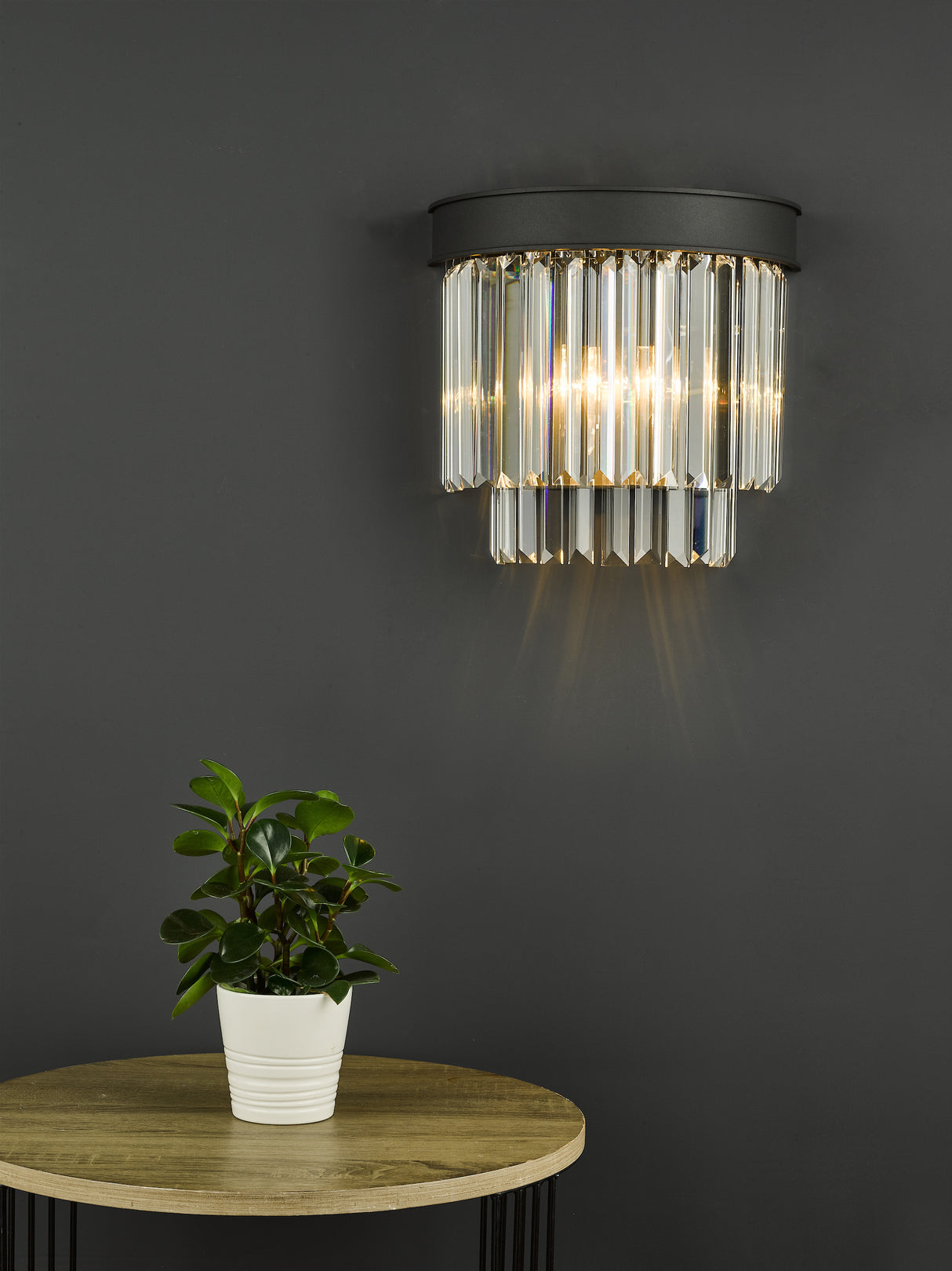 Dar Celeus Wall Light Anthracite & Crystal