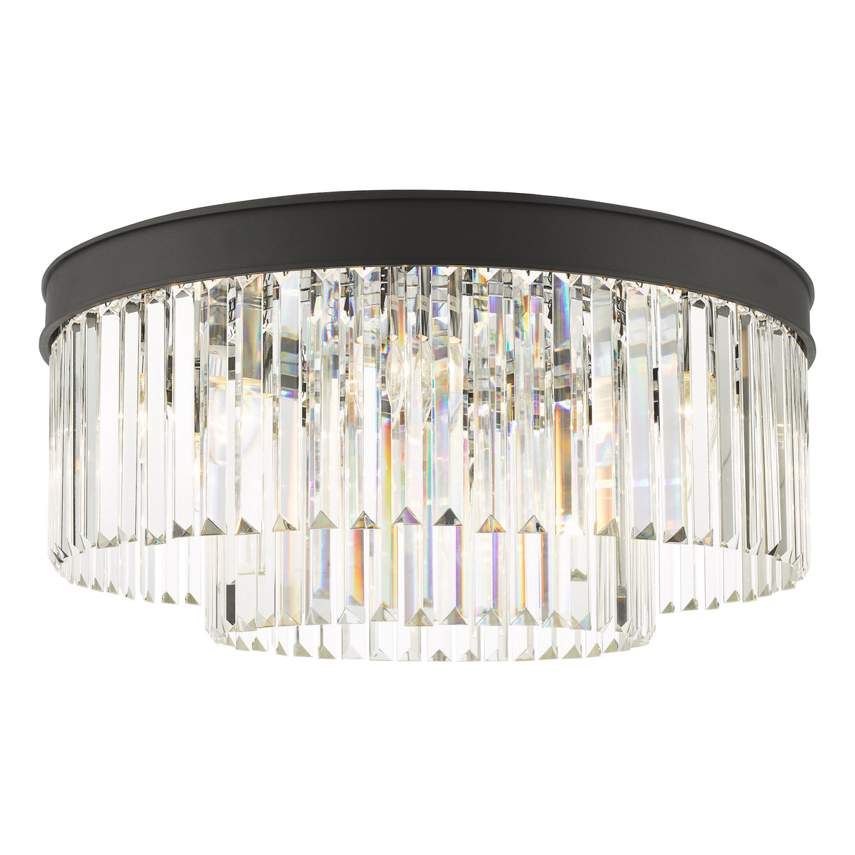 Dar Celeus 6 Light Flush Chandelier Anthracite & Crystal