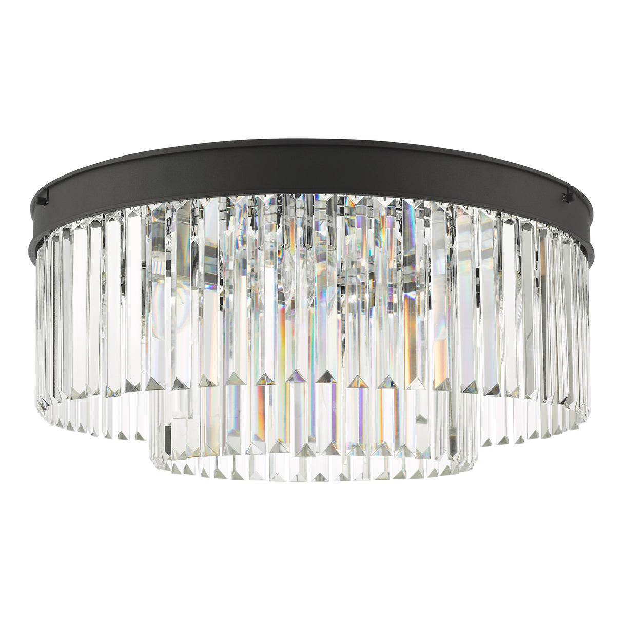Dar Celeus 6 Light Flush Chandelier Anthracite & Crystal