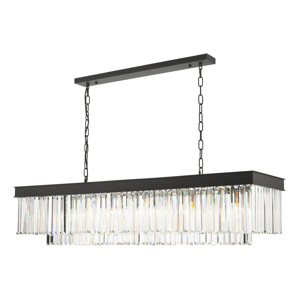 Dar Celeus 6 Light Bar Pendant Chandelier Anthracite & Crystal