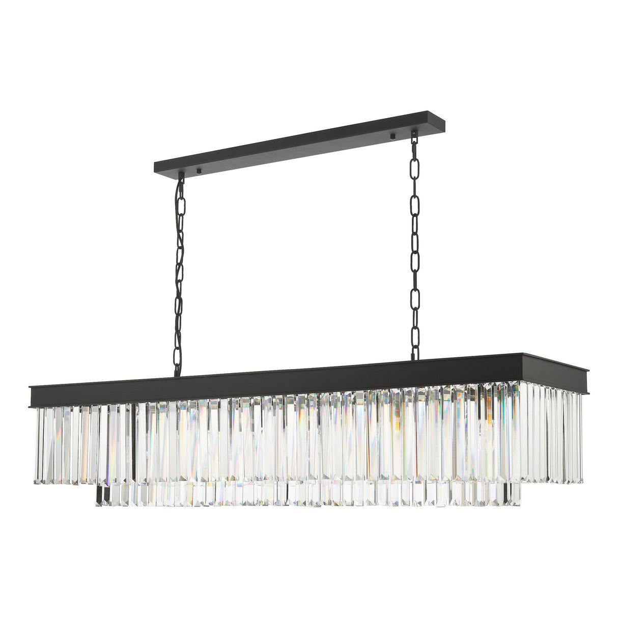 Dar Celeus 6 Light Bar Pendant Chandelier Anthracite & Crystal