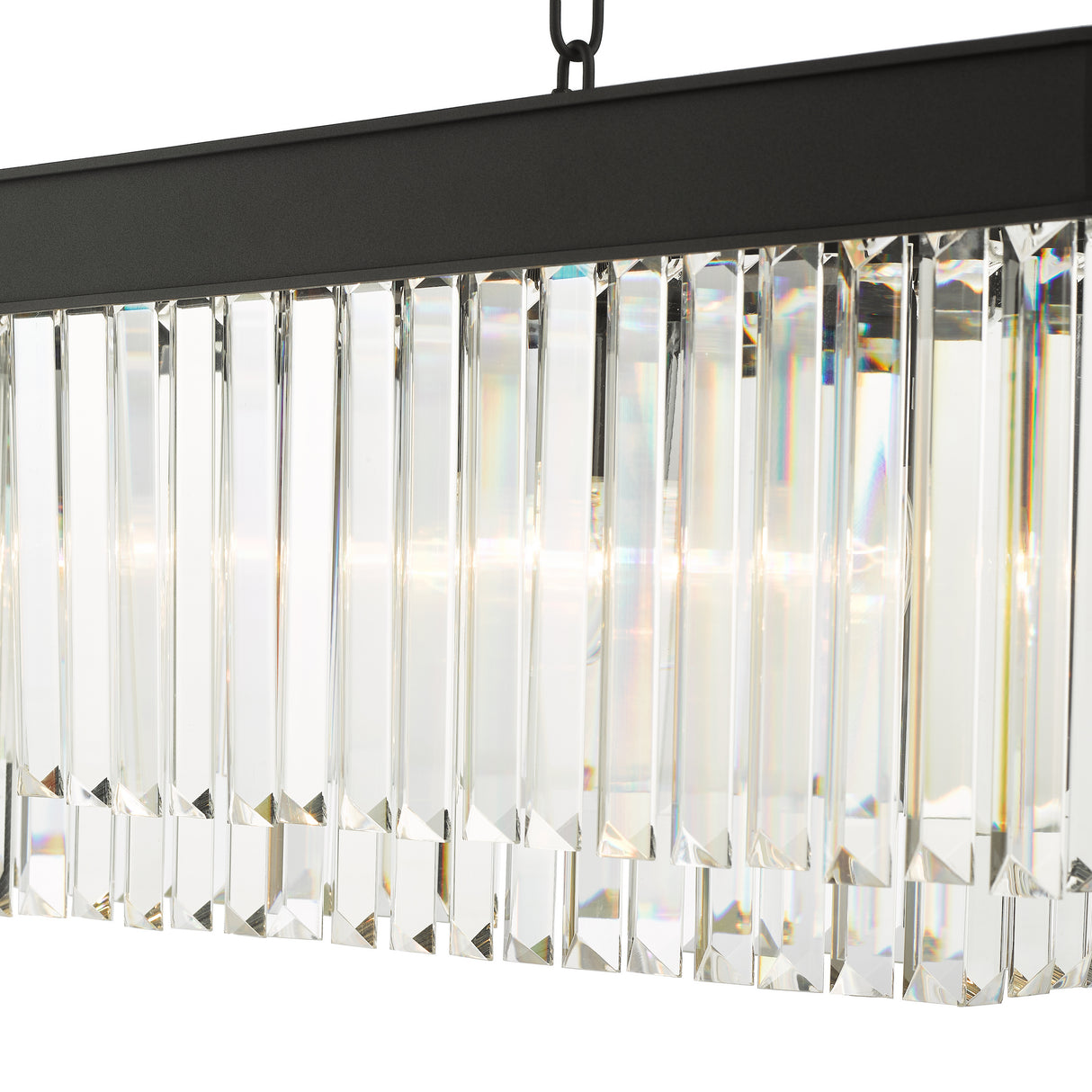 Dar Celeus 6 Light Bar Pendant Chandelier Anthracite & Crystal